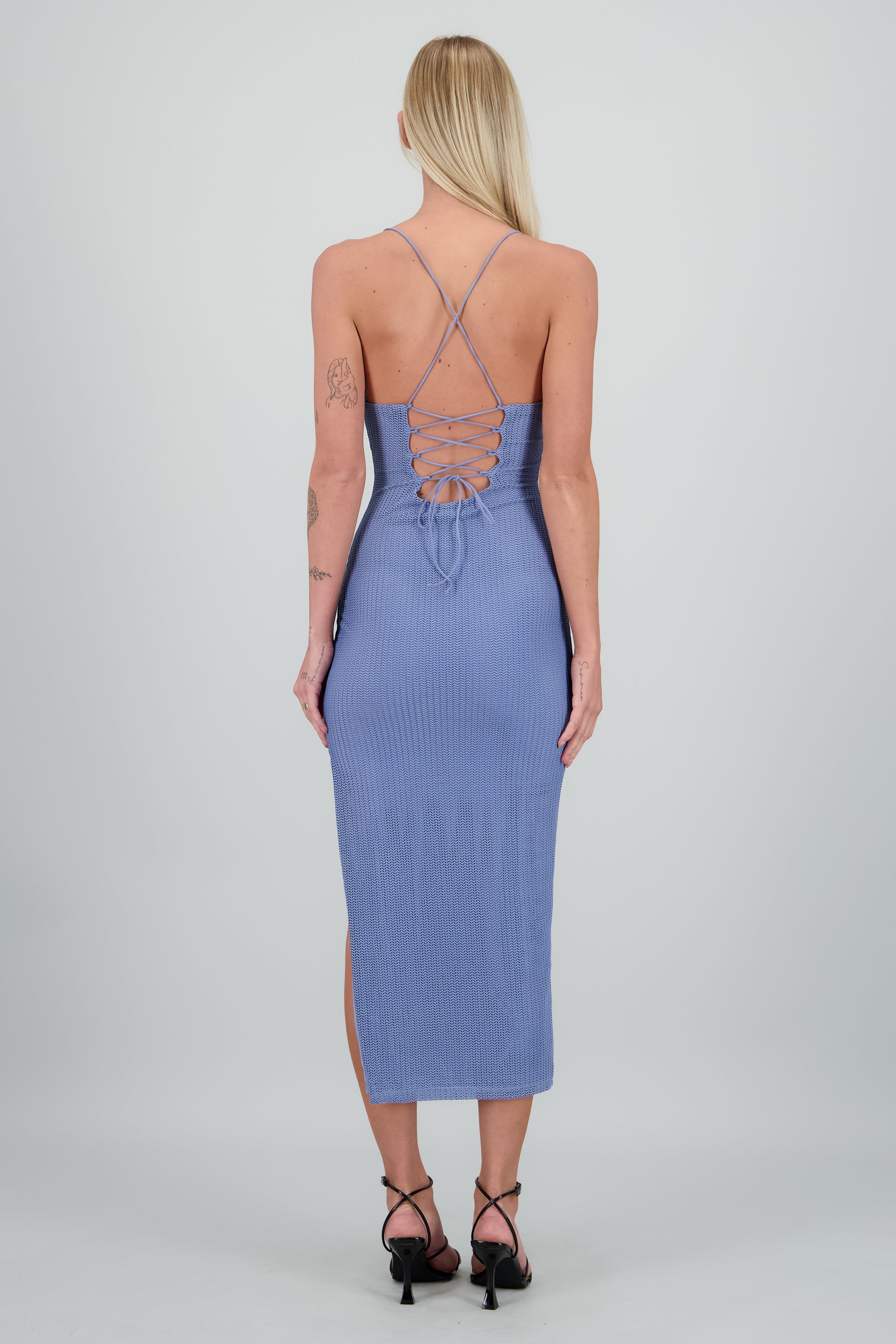 Vestido maxi red textura AZUL