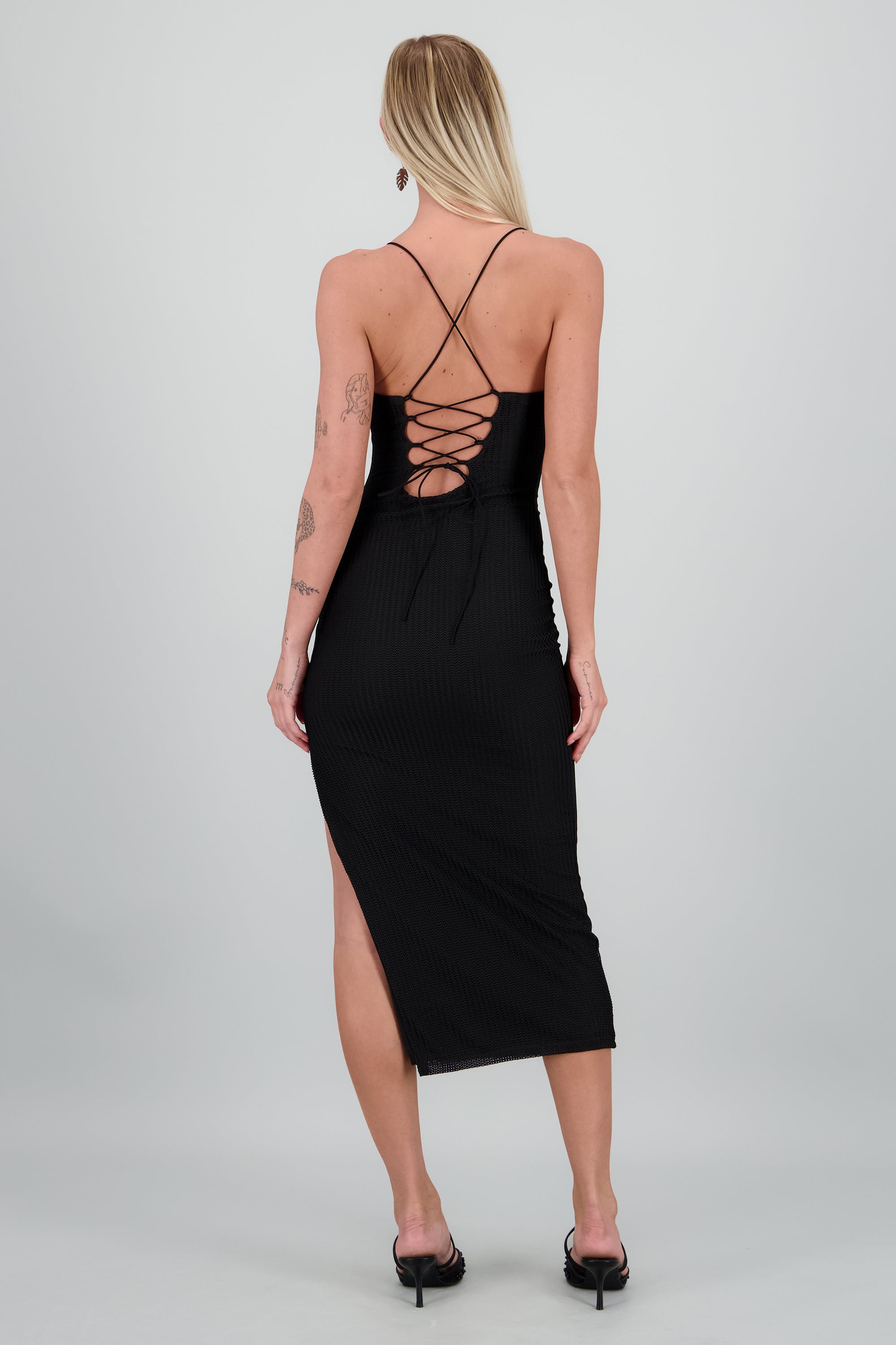 Vestido maxi red textura NEGRO