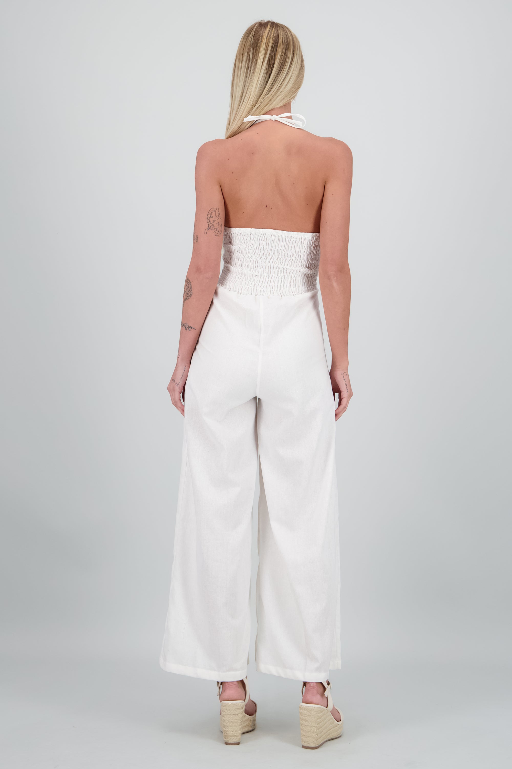Jumpsuit cut out pierna amplia BLANCO