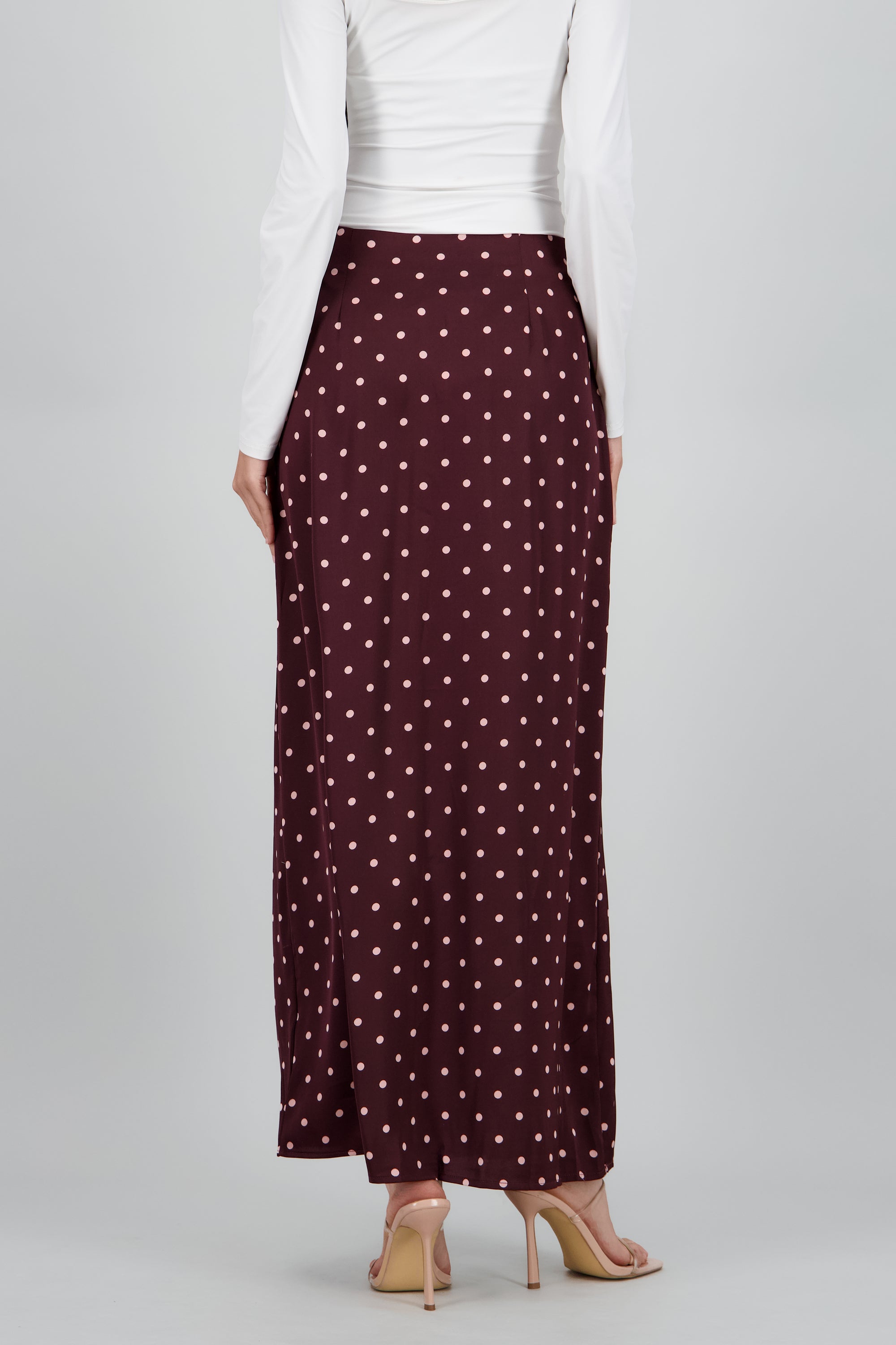 Maxi falda lunares de satin CAFE COMBO