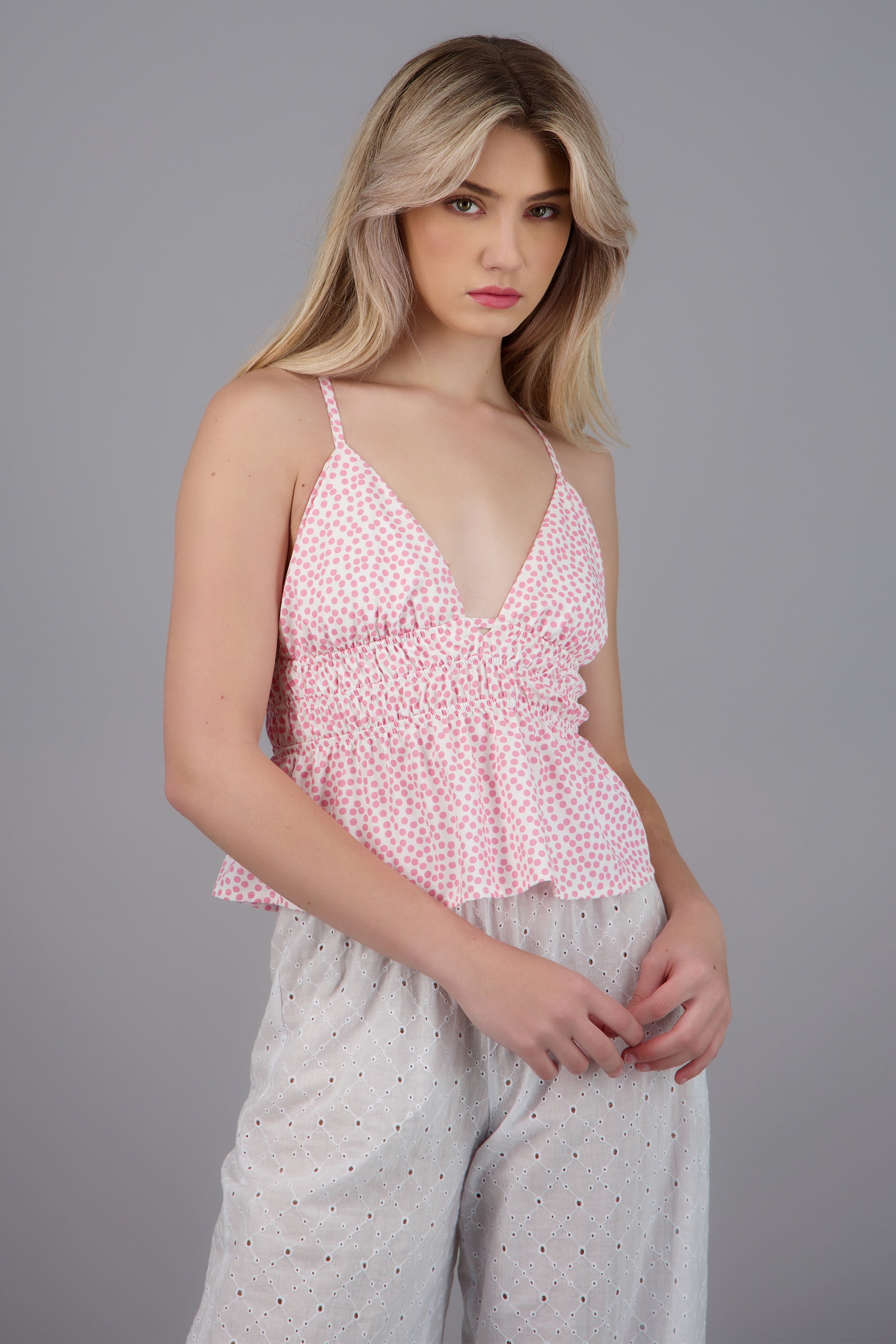 Top Tirante lunares ROSA COMBO