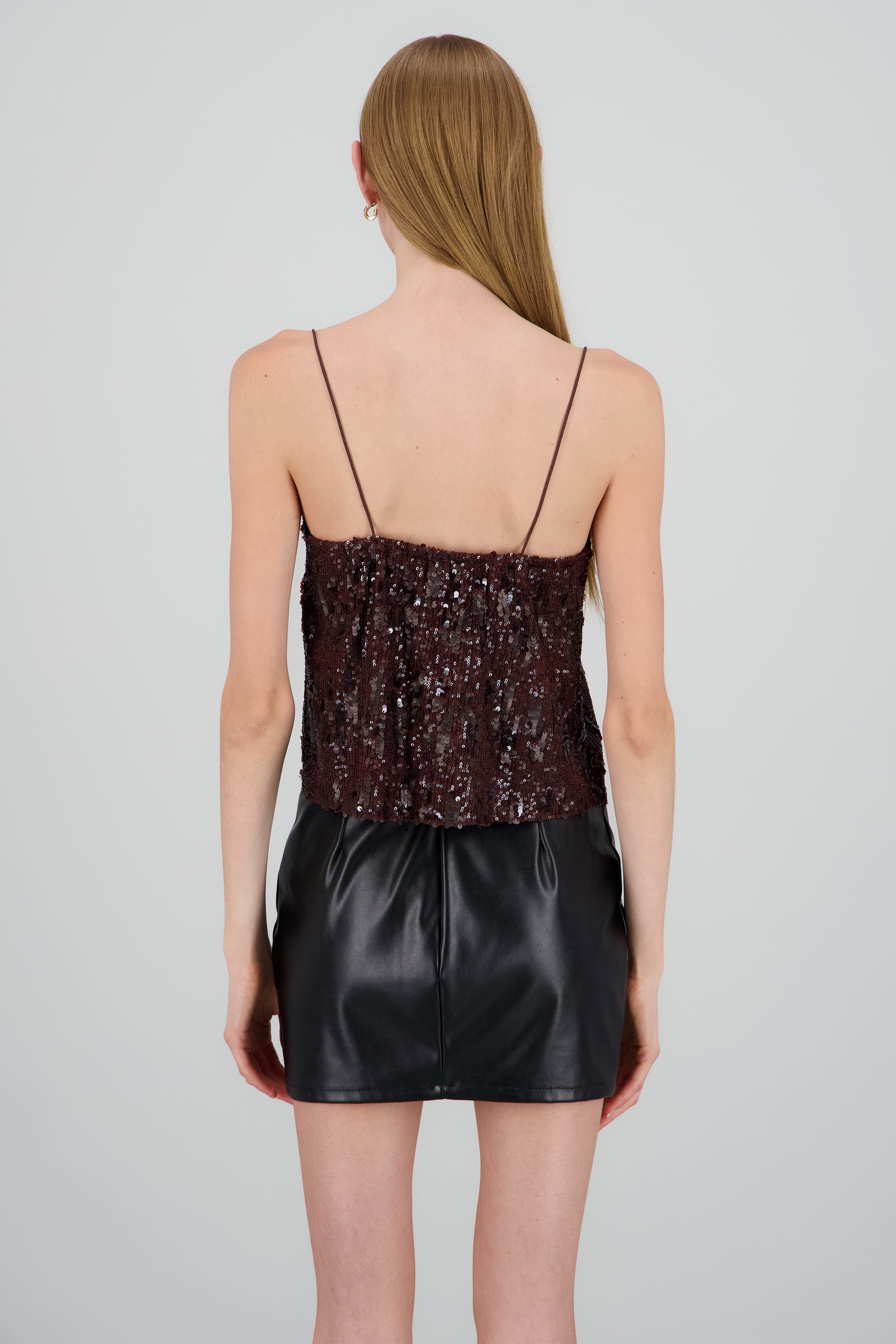 Top tirantes lentejuela CHOCOLATE