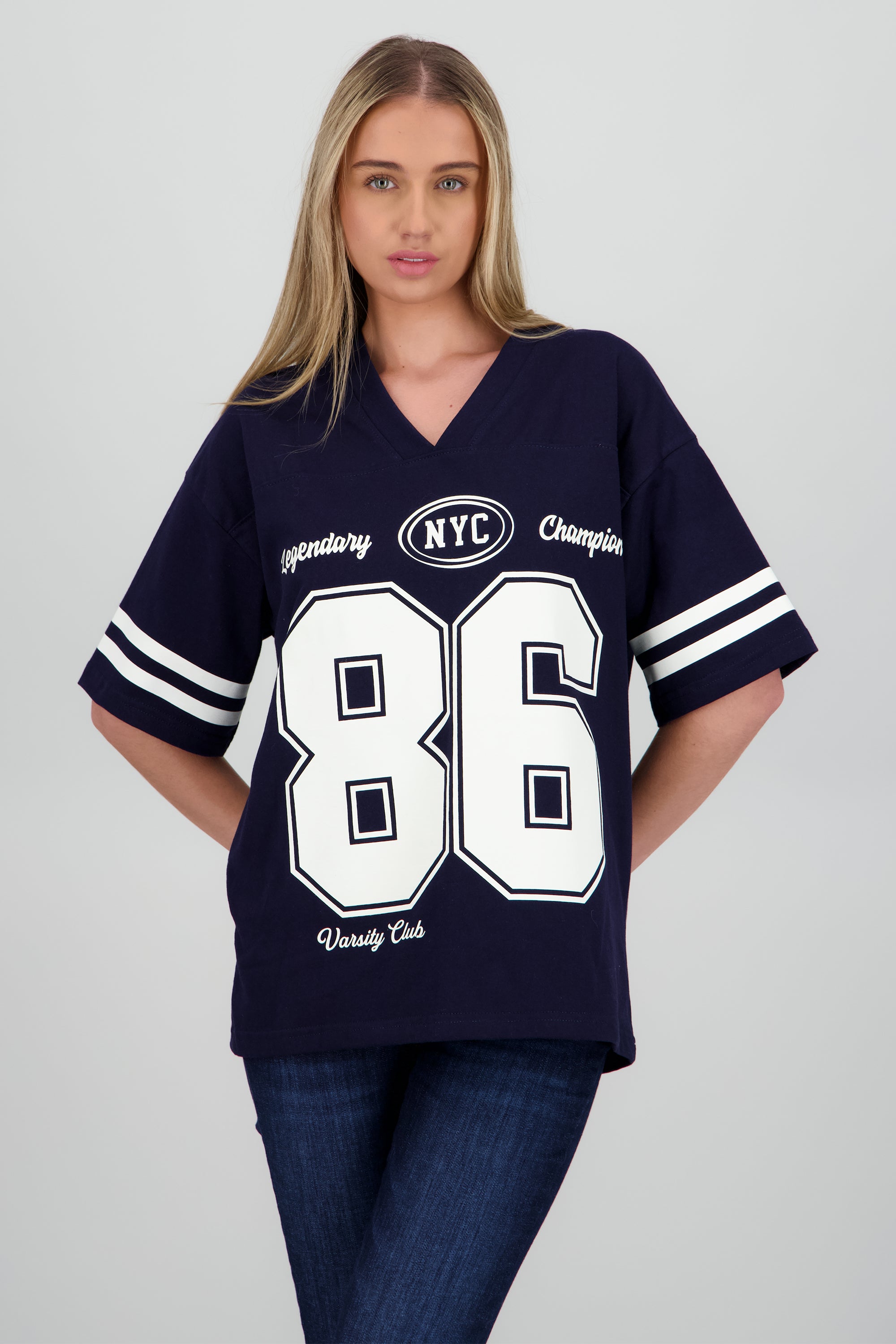 Playera oversize estampado numeros MARINO