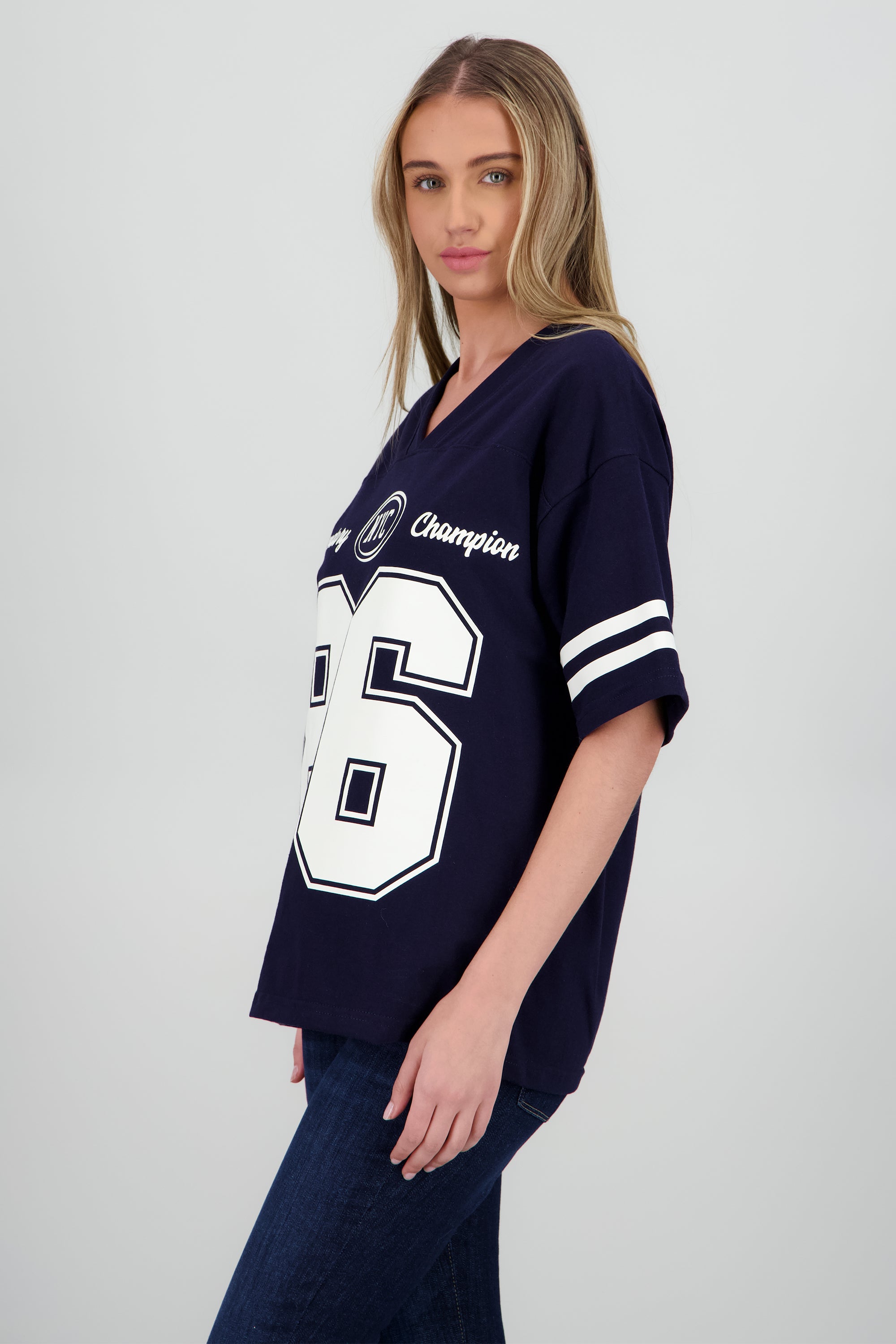 Playera oversize estampado numeros MARINO