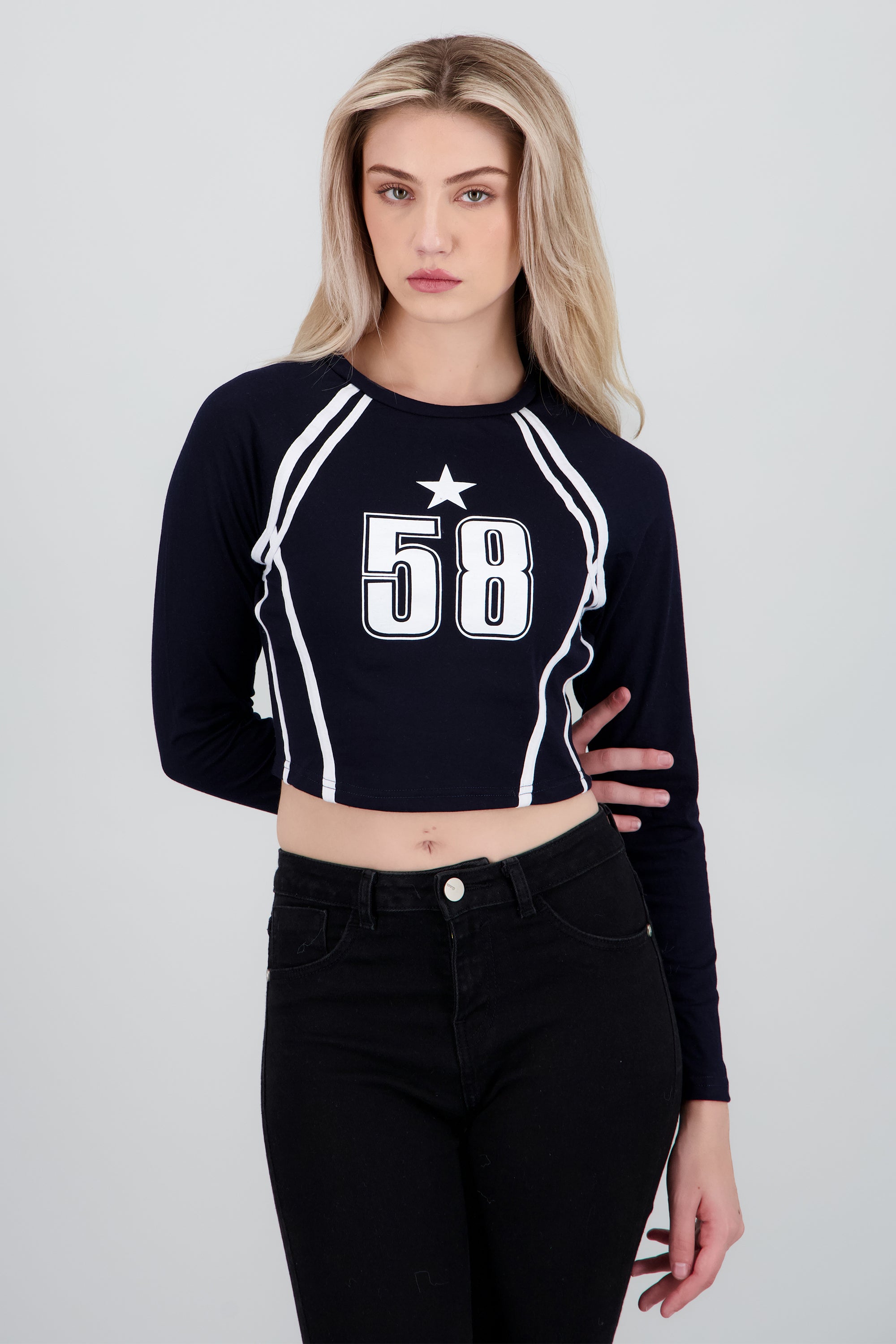 Top numeros detalle contraste lineas MARINO COMBO