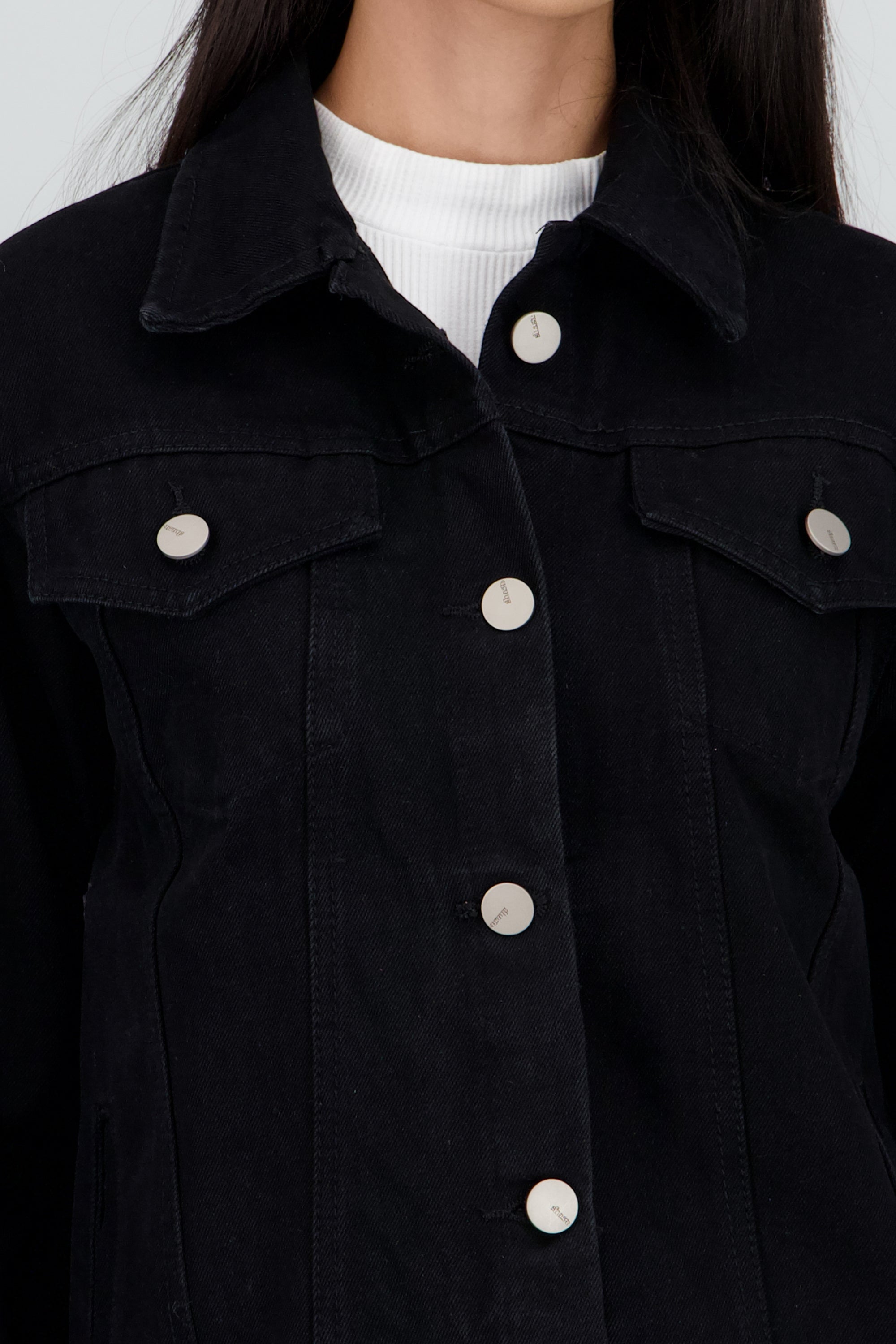 Chamarra trucker basica NEGRO