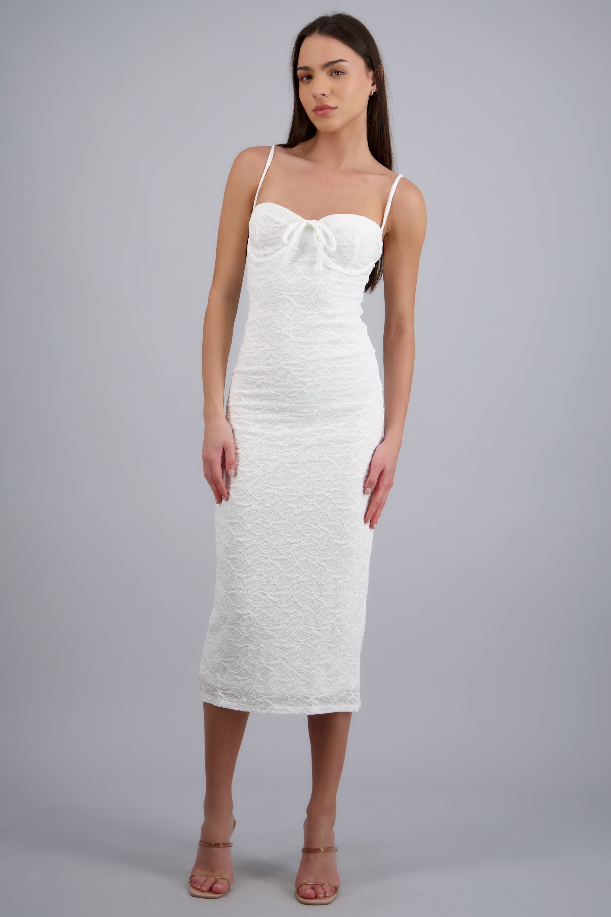 Vestido maxi bodycon textura BLANCO