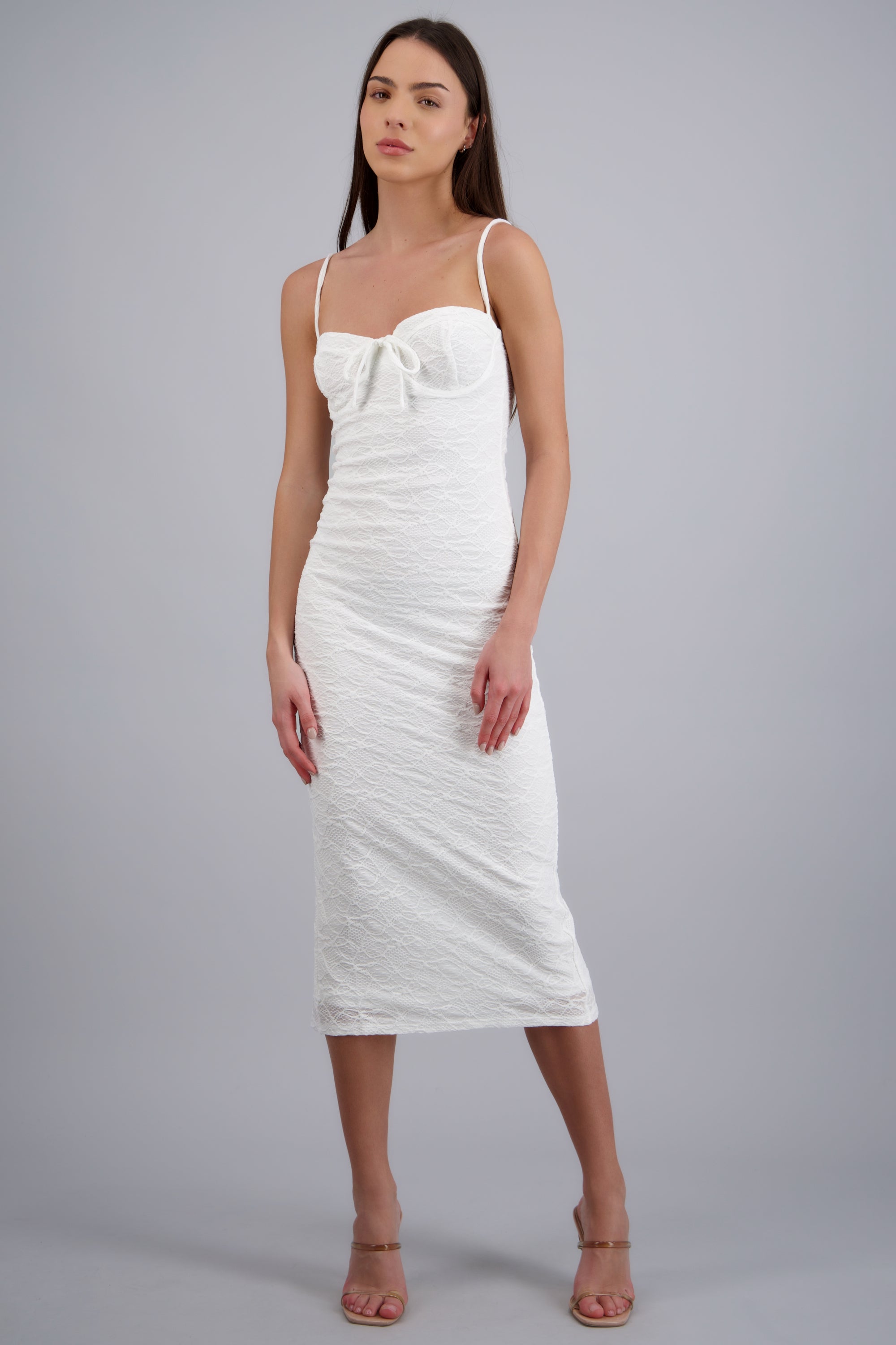 Vestido maxi bodycon textura BLANCO