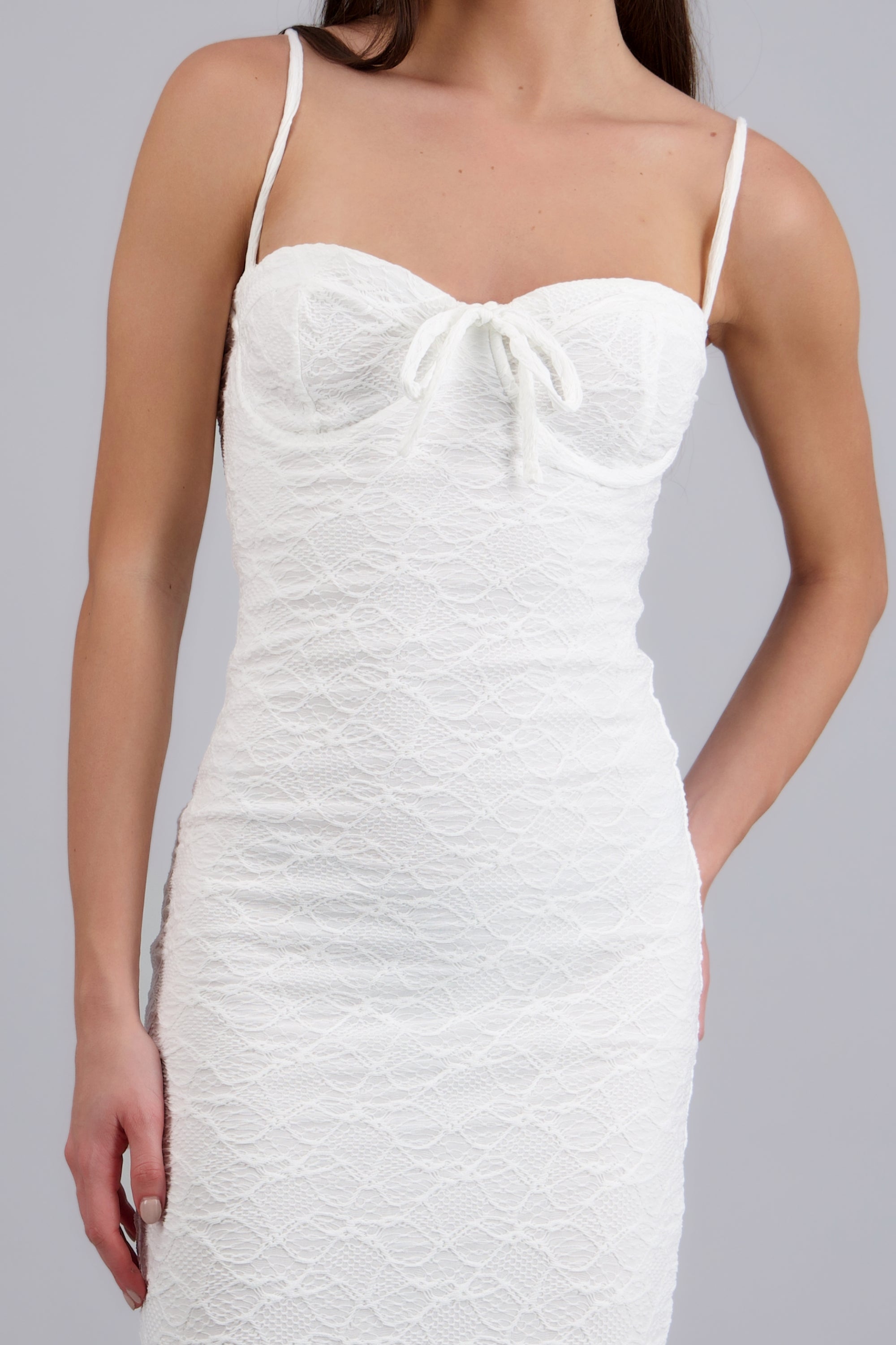 Vestido maxi bodycon textura BLANCO