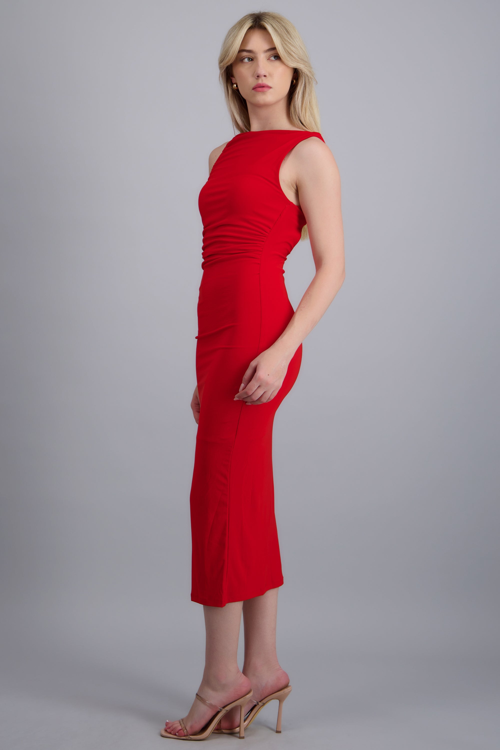 Vestido maxi liso espalda abierta ROJO