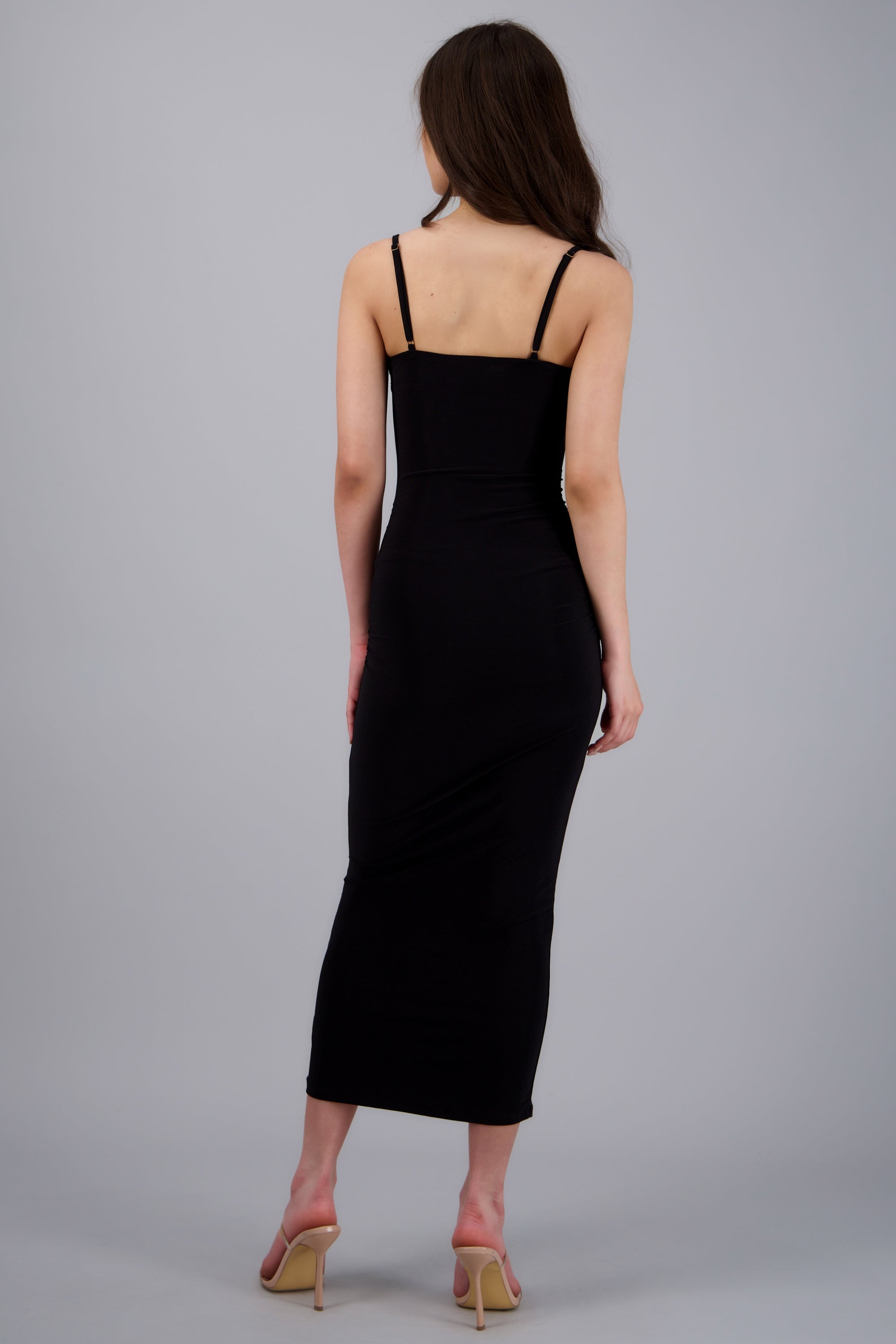 Vestido maxi drapeado NEGRO