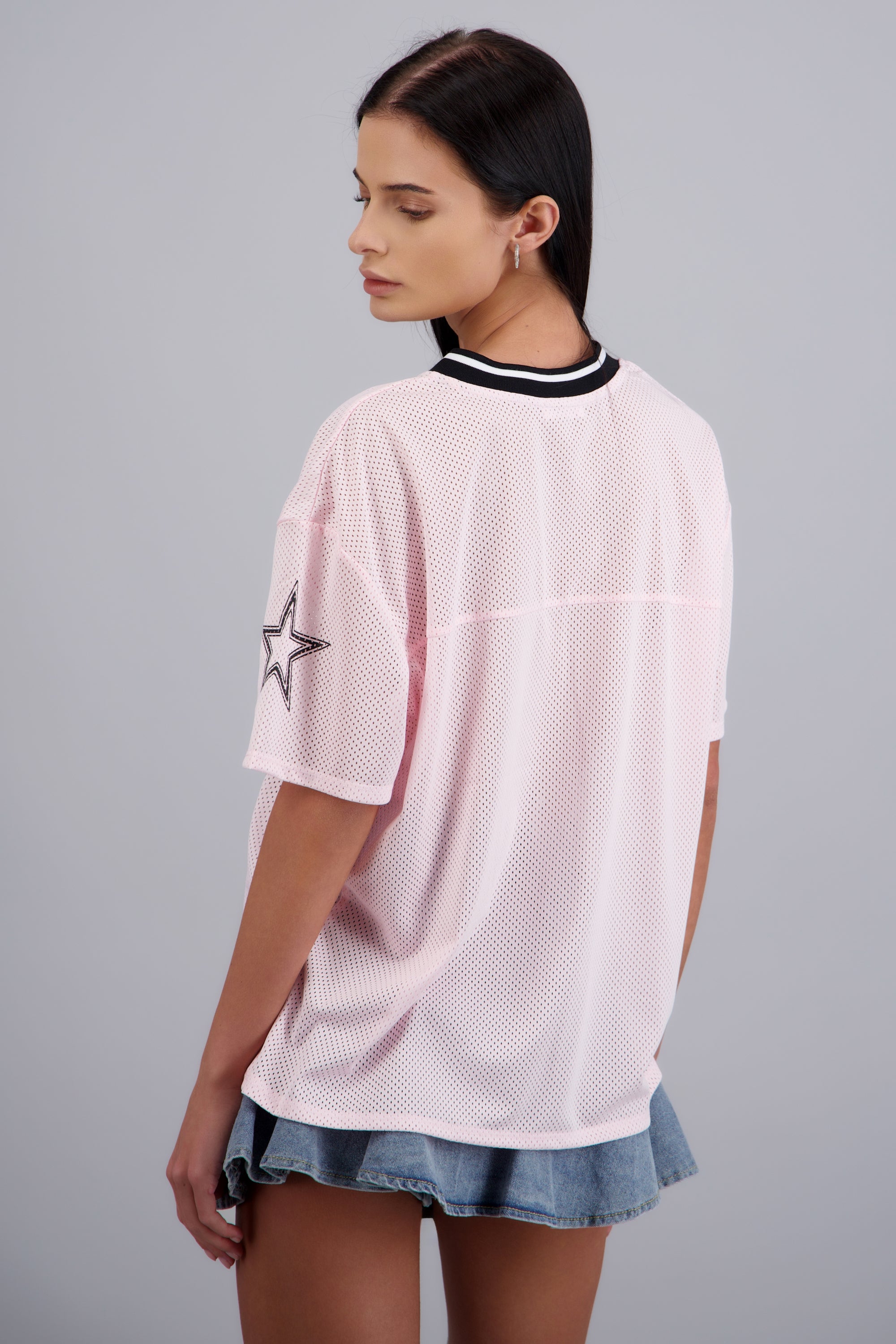 Playera tipo jersey numero camuflaje ROSA COMBO