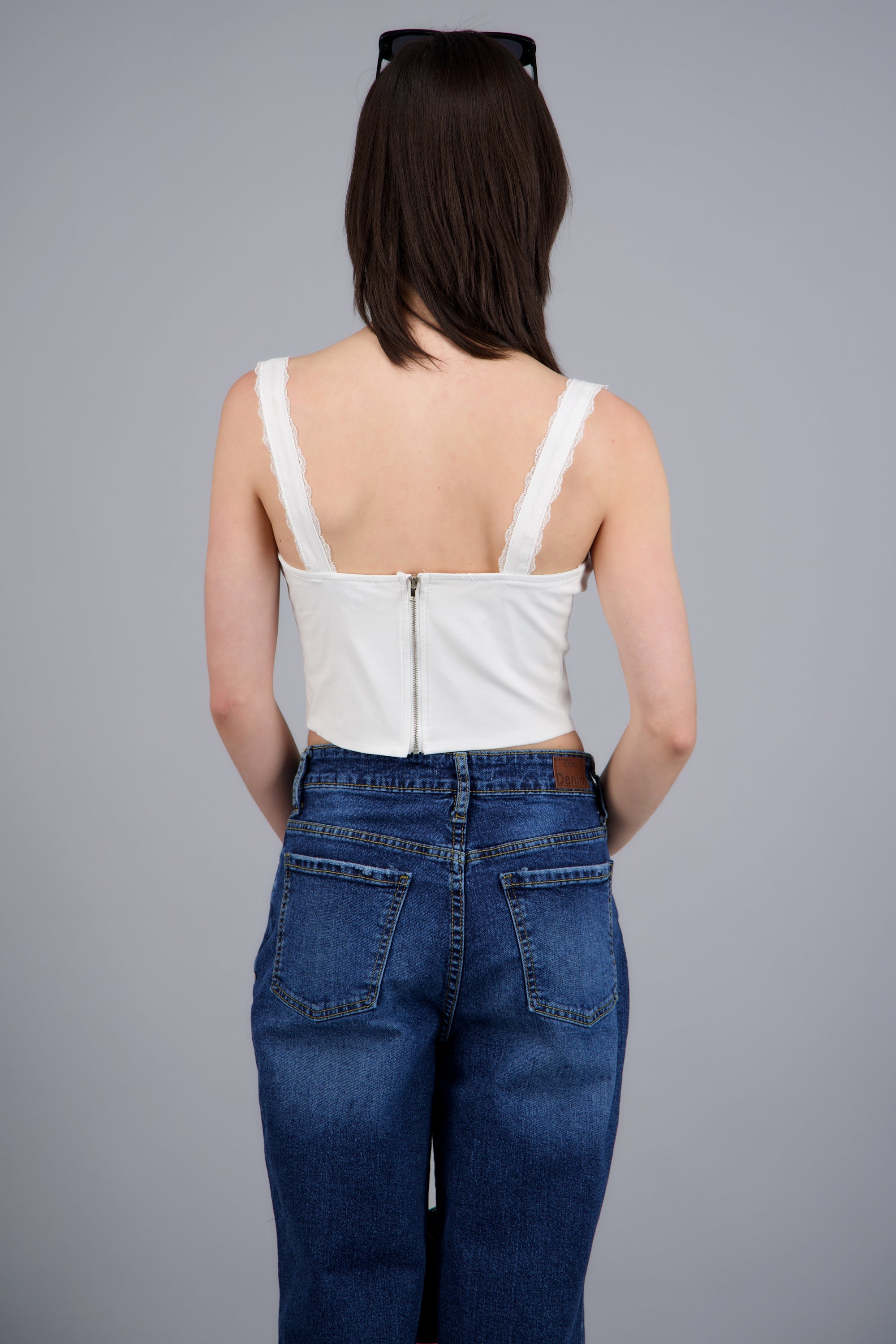 Blusa detalle encaje con tirantes BLANCO