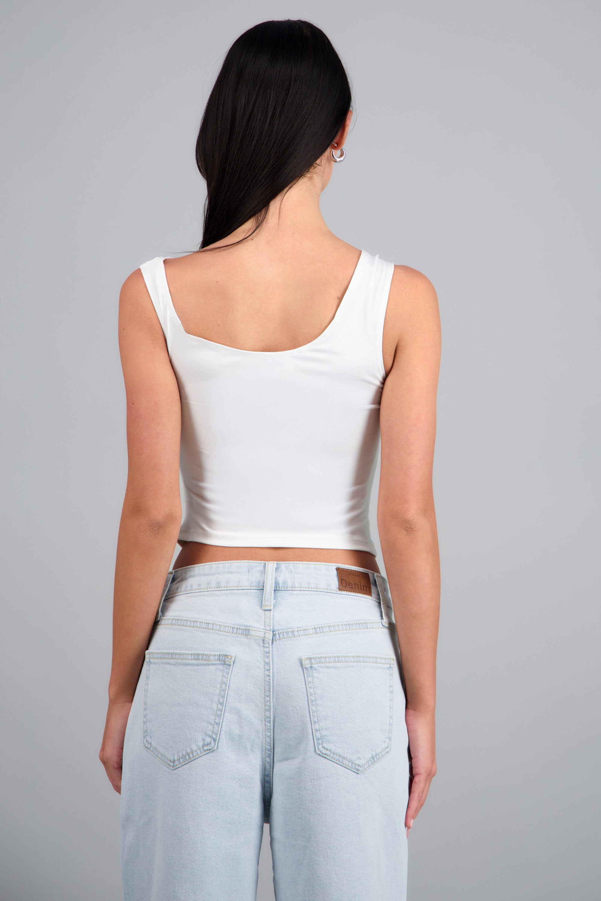 Top drapeado con detalle argolla BLANCO