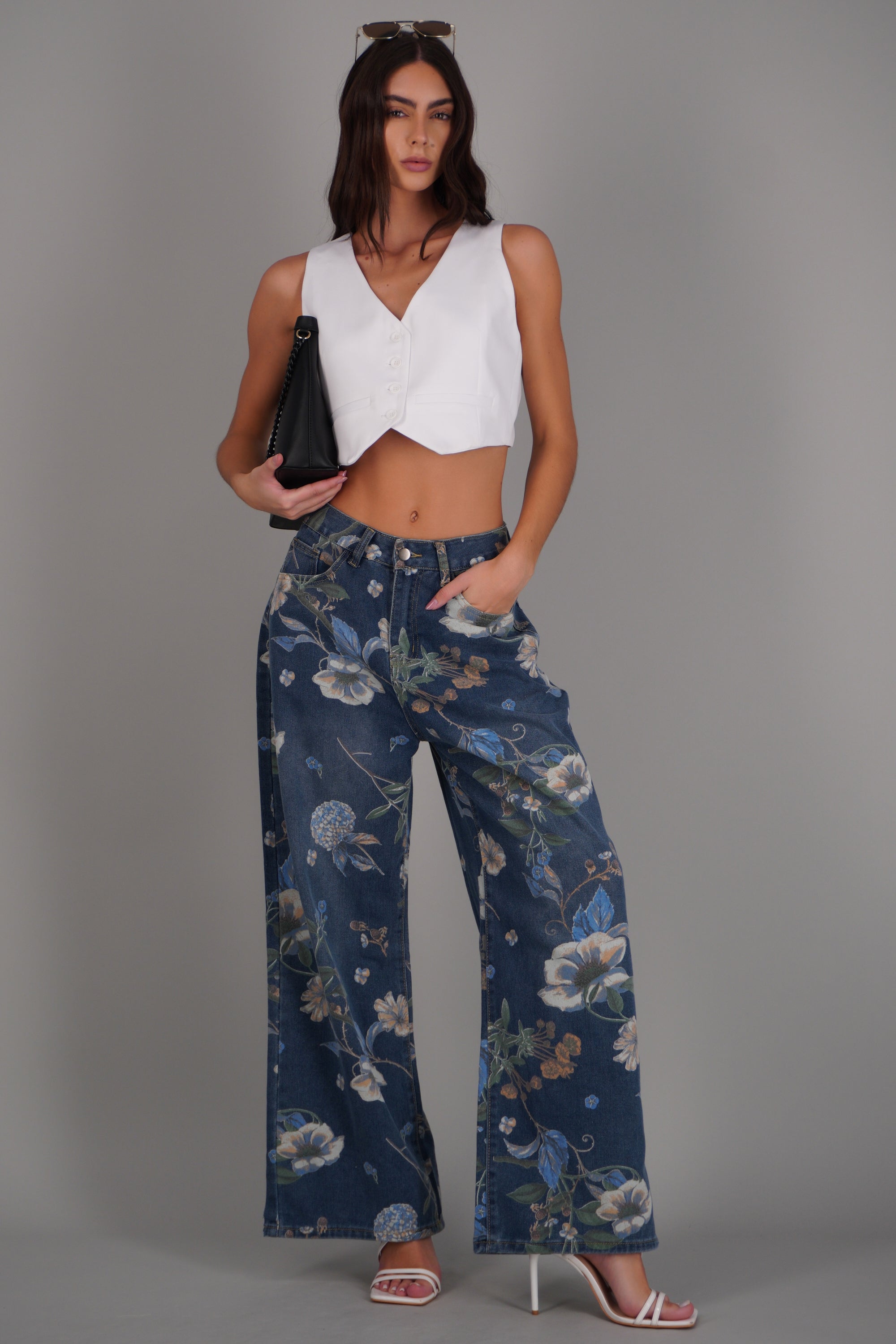 Jeans straight flores LIGHT WASH