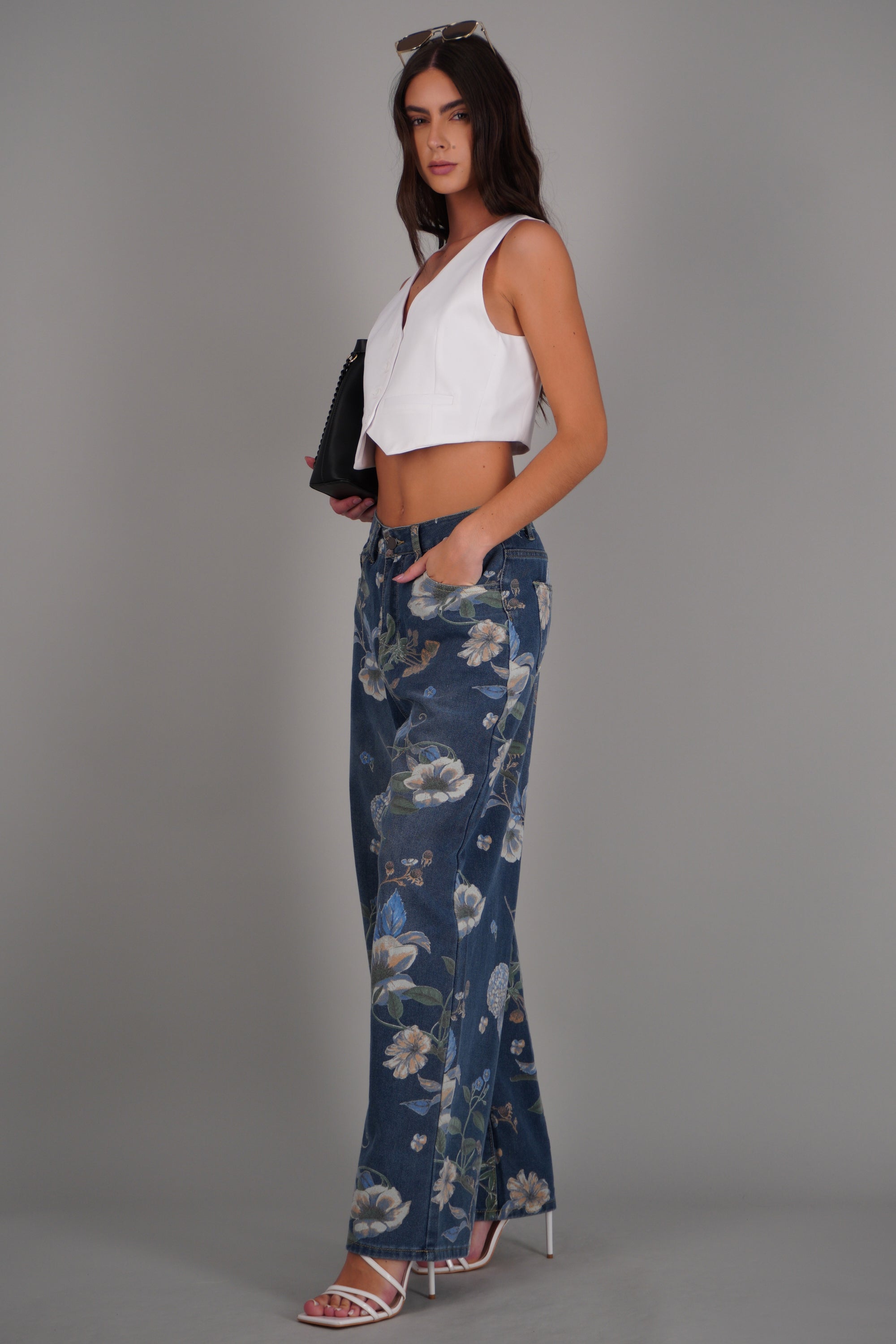 Jeans straight flores LIGHT WASH