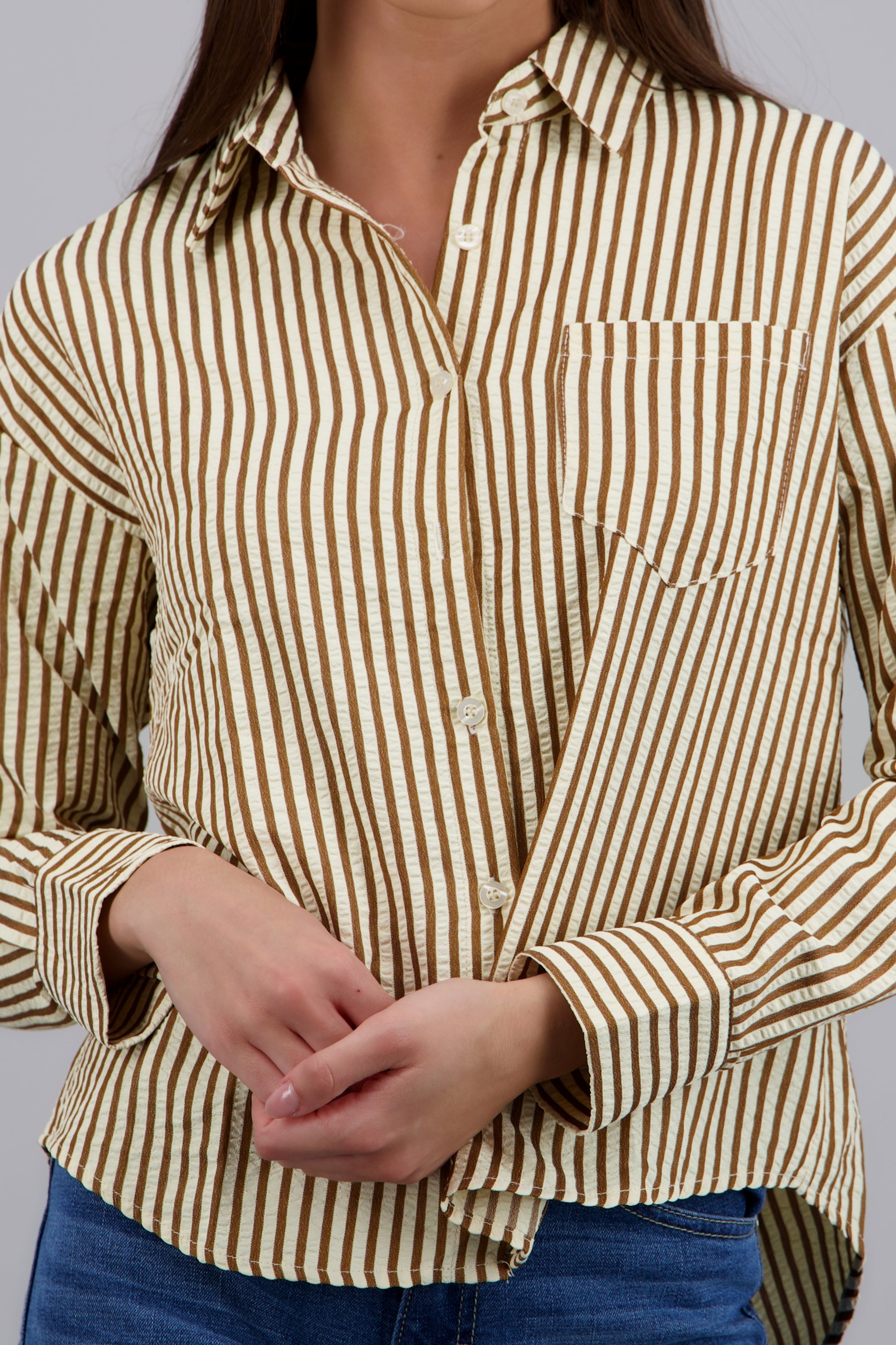 Camisa rayada texturizada CAFE COMBO
