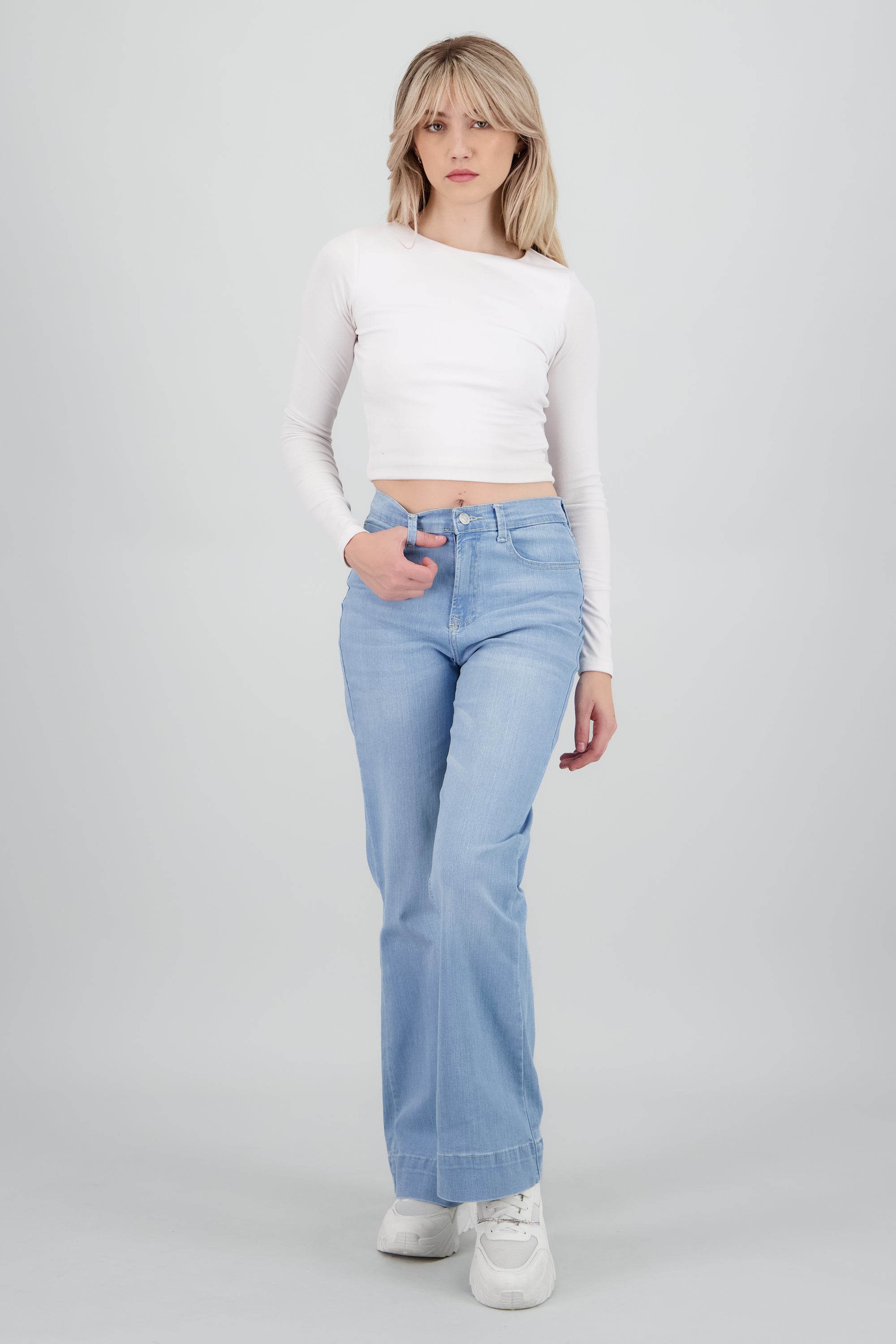Jeans flare dobladillo ancho LIGHT WASH