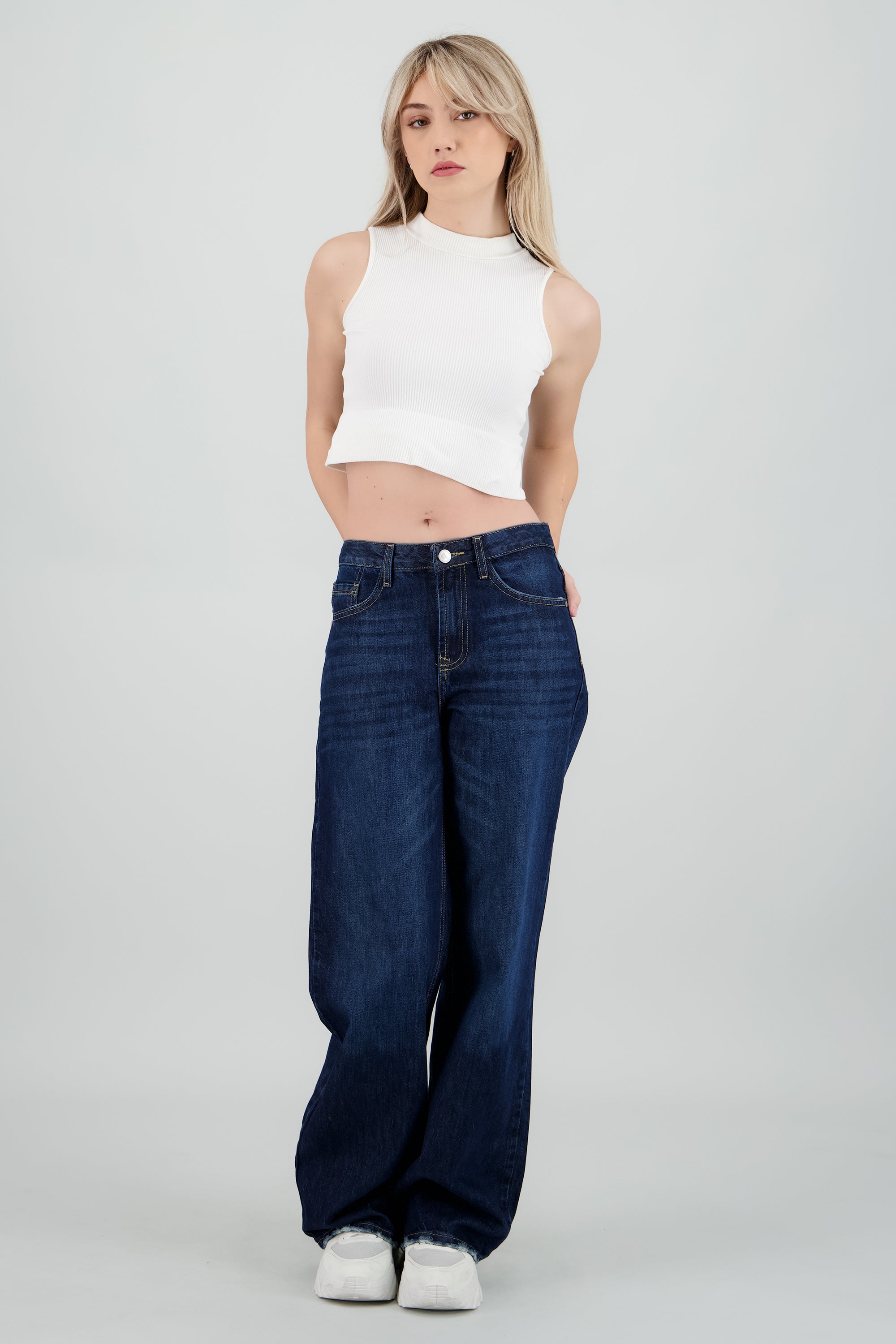 Jeans wide leg amplios DARK WASH