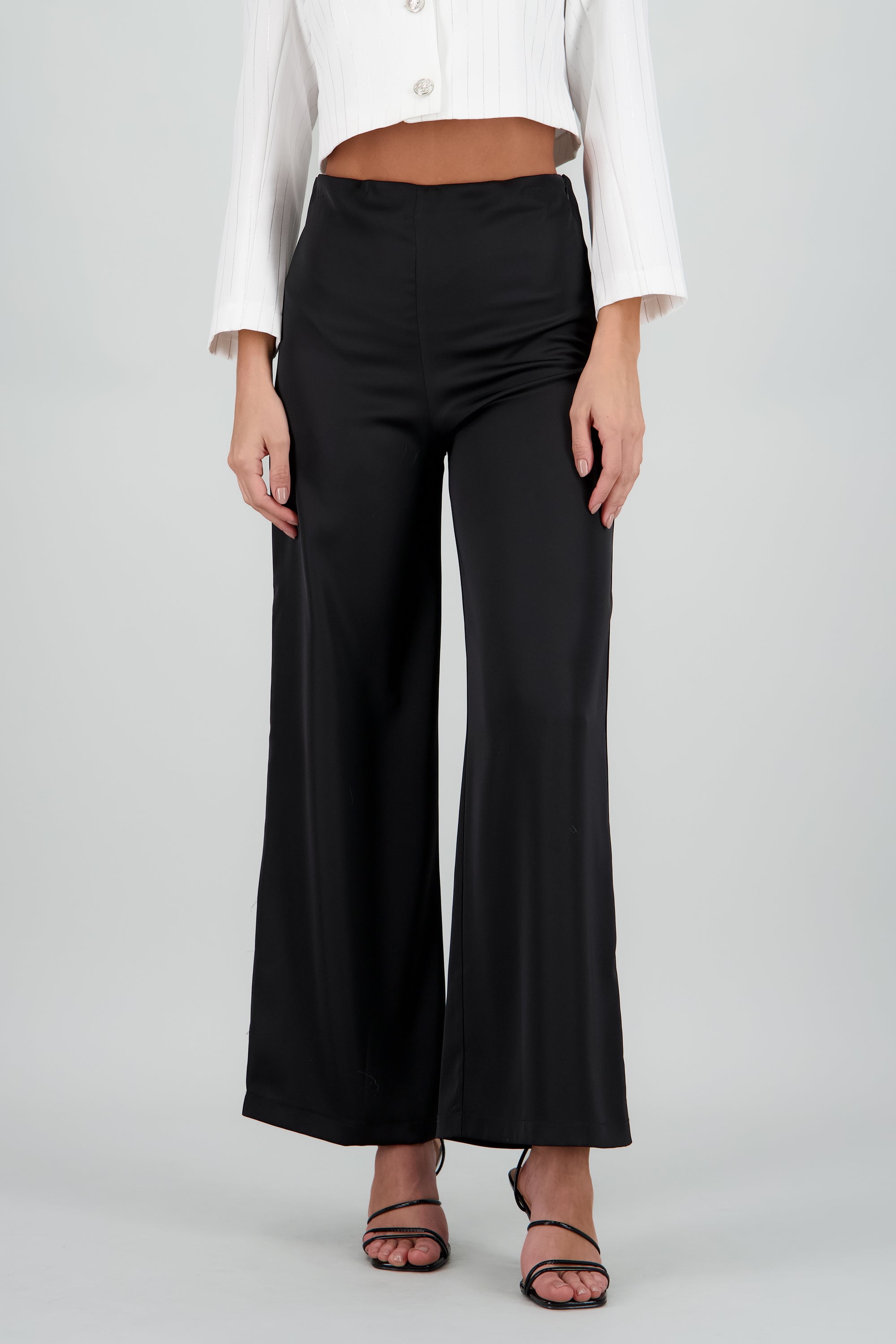 Pantalon satin high waisted NEGRO