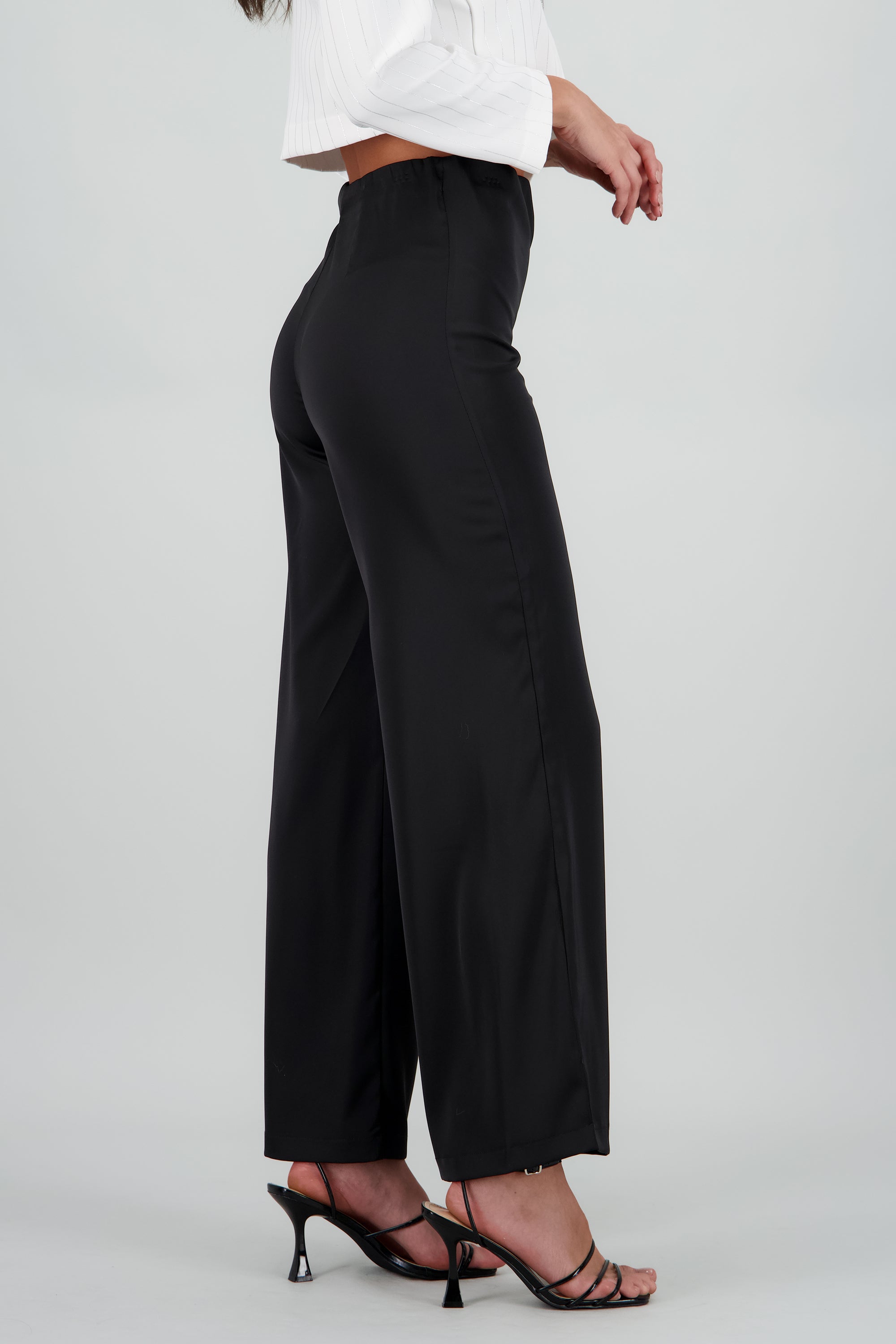 Pantalon satin high waisted NEGRO