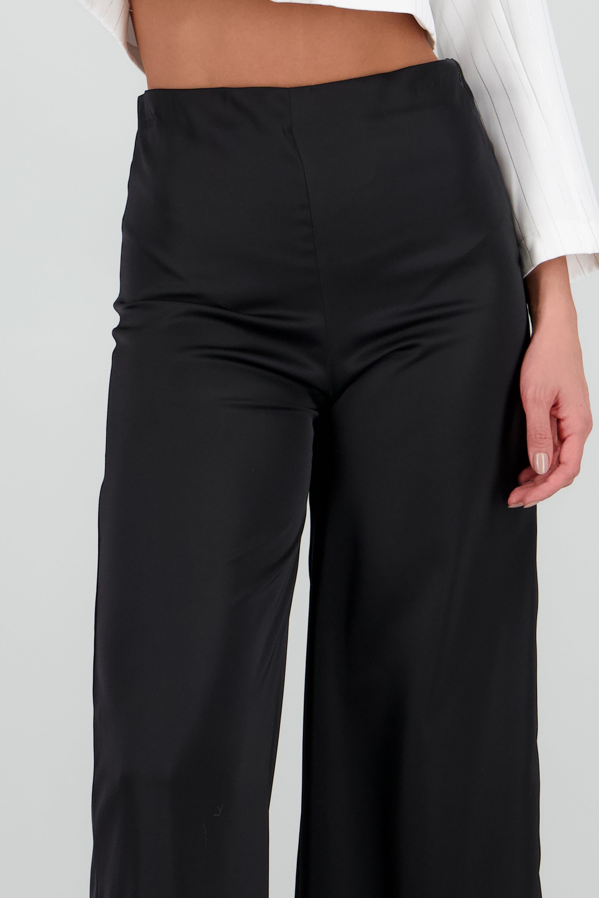 Pantalon satin high waisted NEGRO