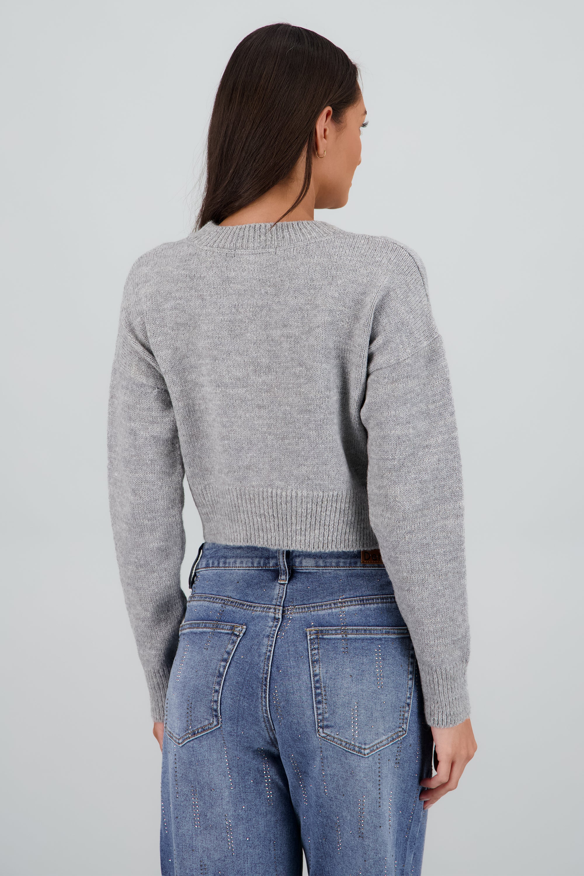 Cardigan cuello redondo detalle botones GRIS