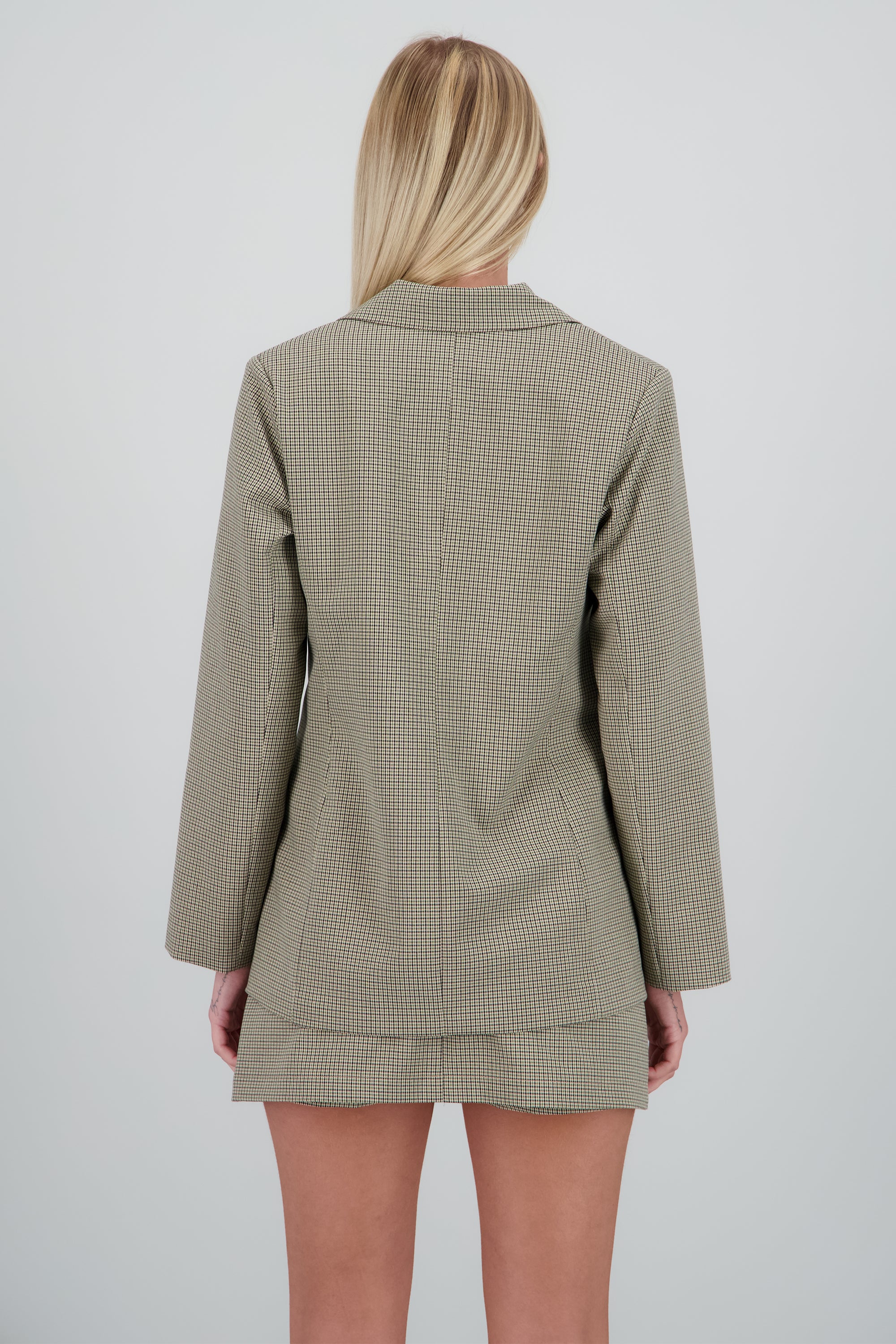 Saco estructurado estampado cuadros GRIS COMBO