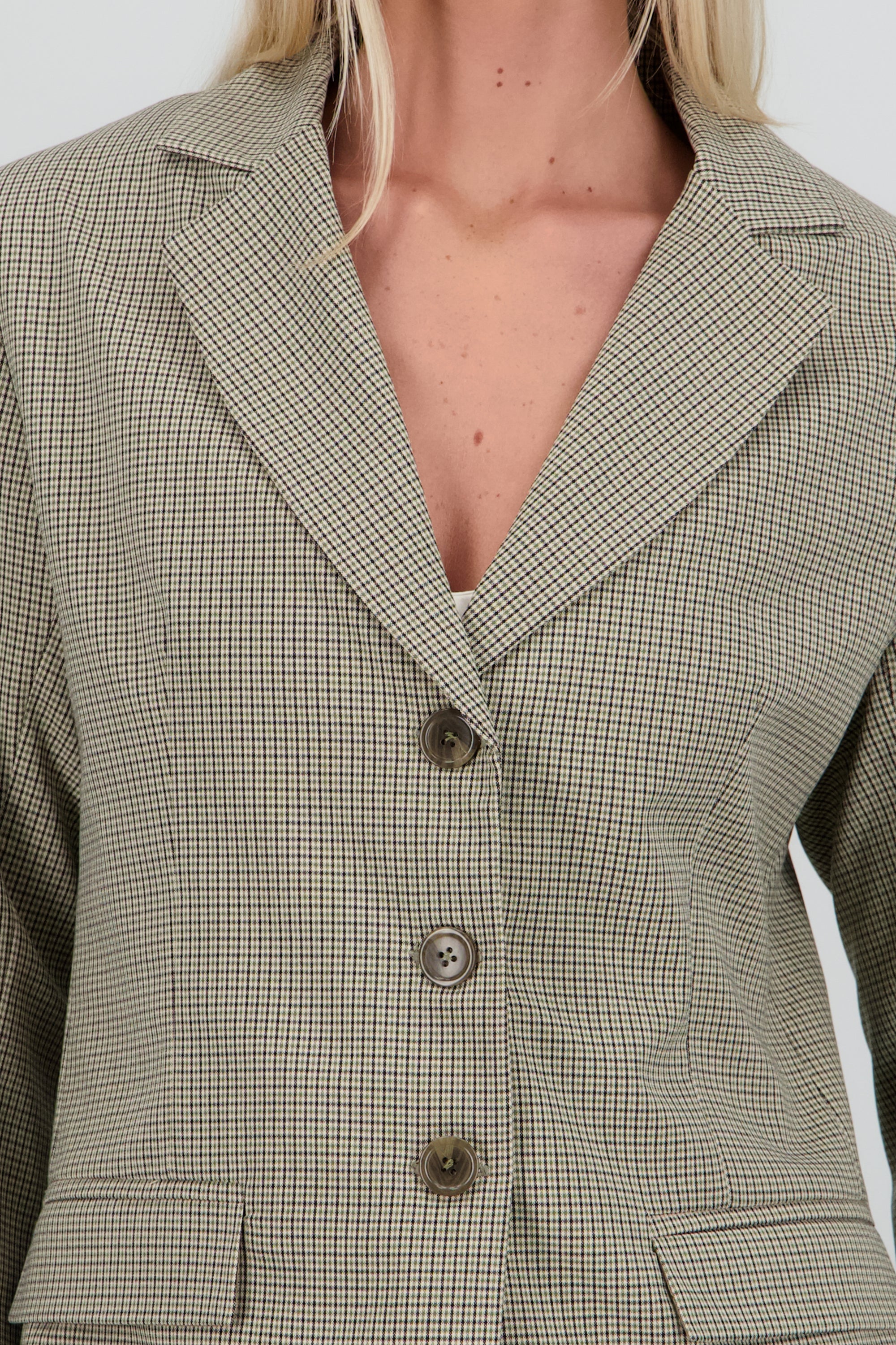 Saco estructurado estampado cuadros GRIS COMBO