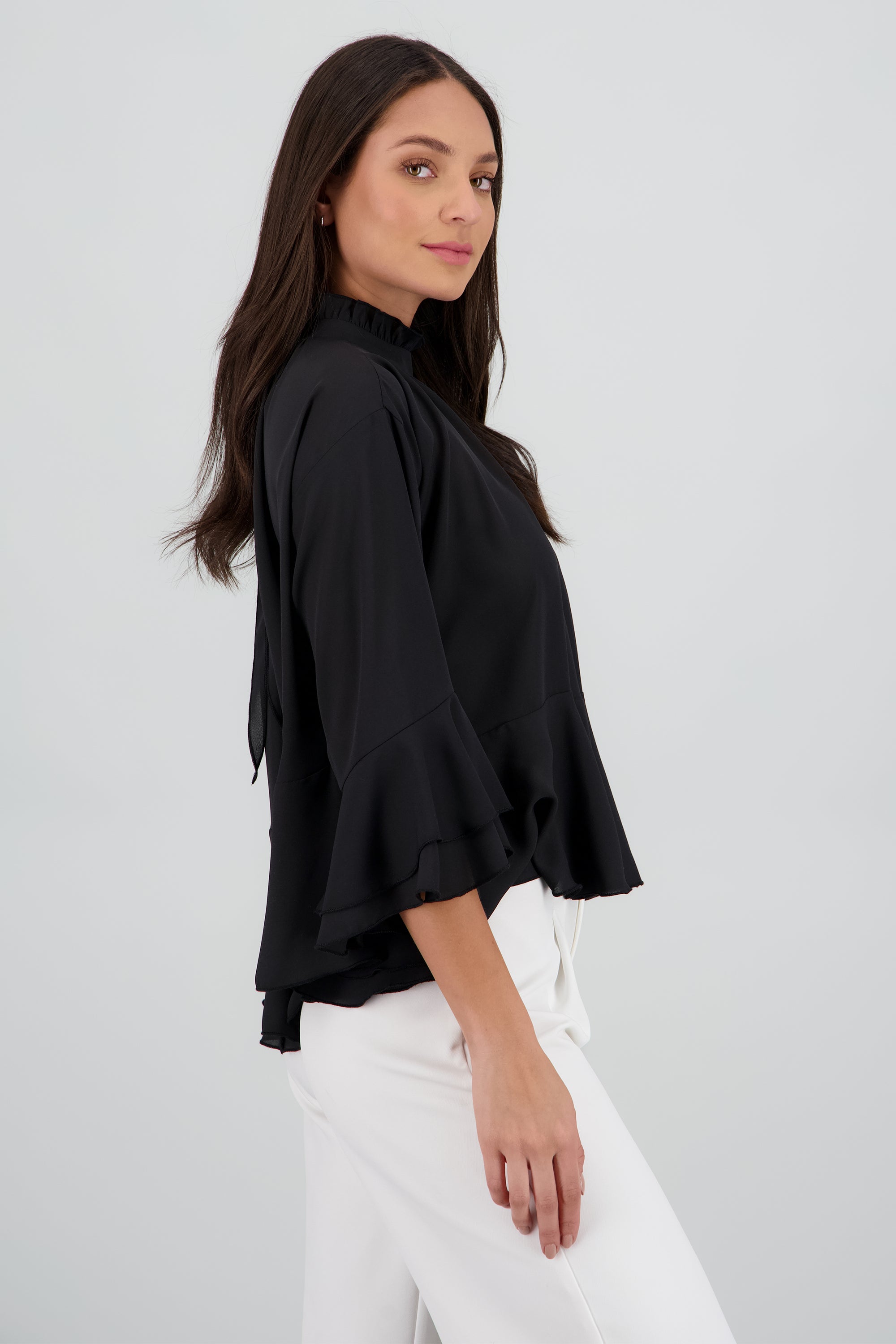 Blusa olanes capa de chiffon NEGRO