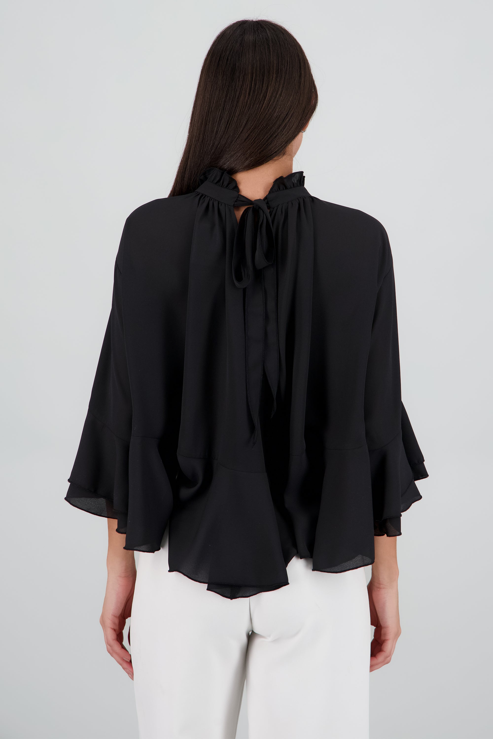 Blusa olanes capa de chiffon NEGRO