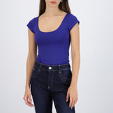 Bodysuit escote redondo manga corta liso