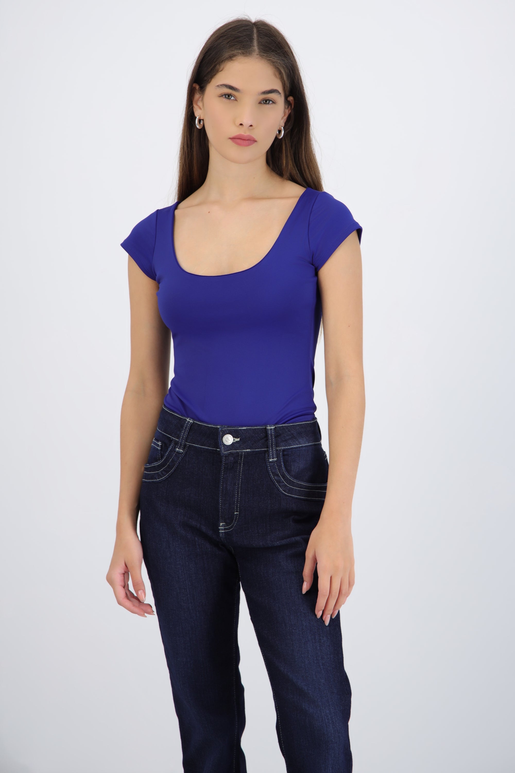 Bodysuit escote redondo manga corta liso