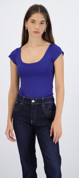 Bodysuit escote redondo manga corta liso