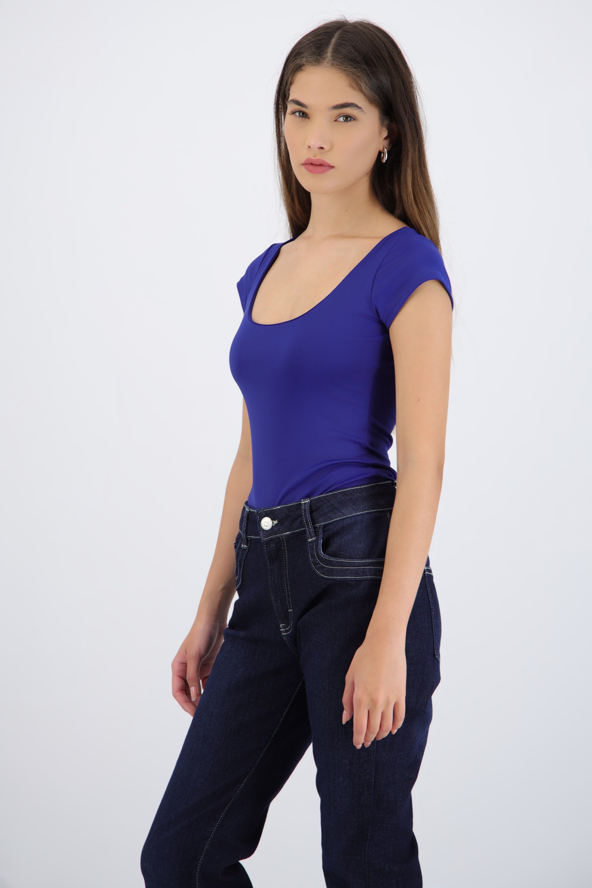 Bodysuit escote redondo manga corta liso