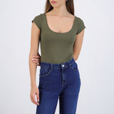 Bodysuit escote redondo manga corta liso