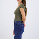 Bodysuit escote redondo manga corta liso