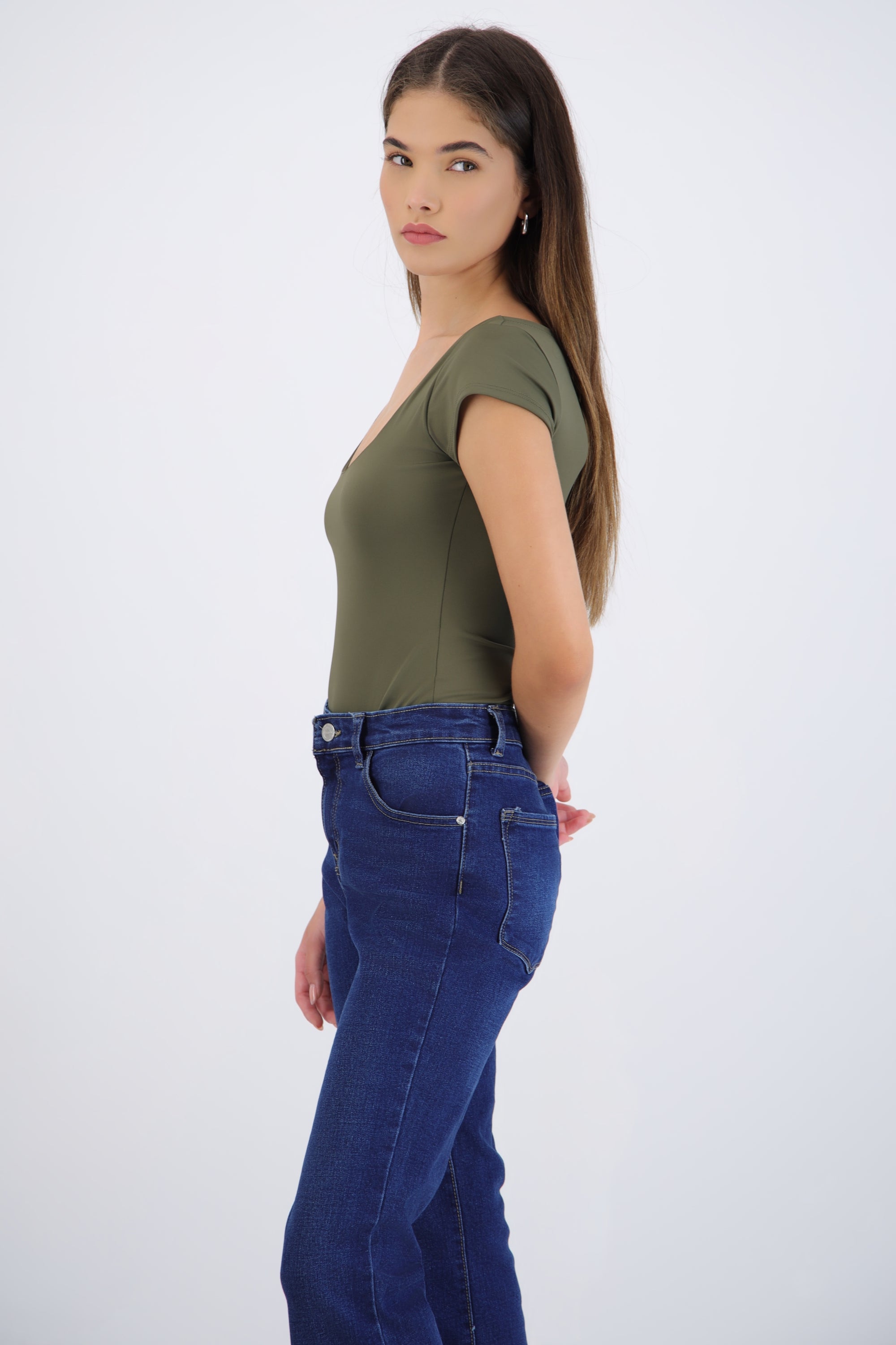 Bodysuit escote redondo manga corta liso