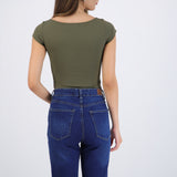 Bodysuit escote redondo manga corta liso