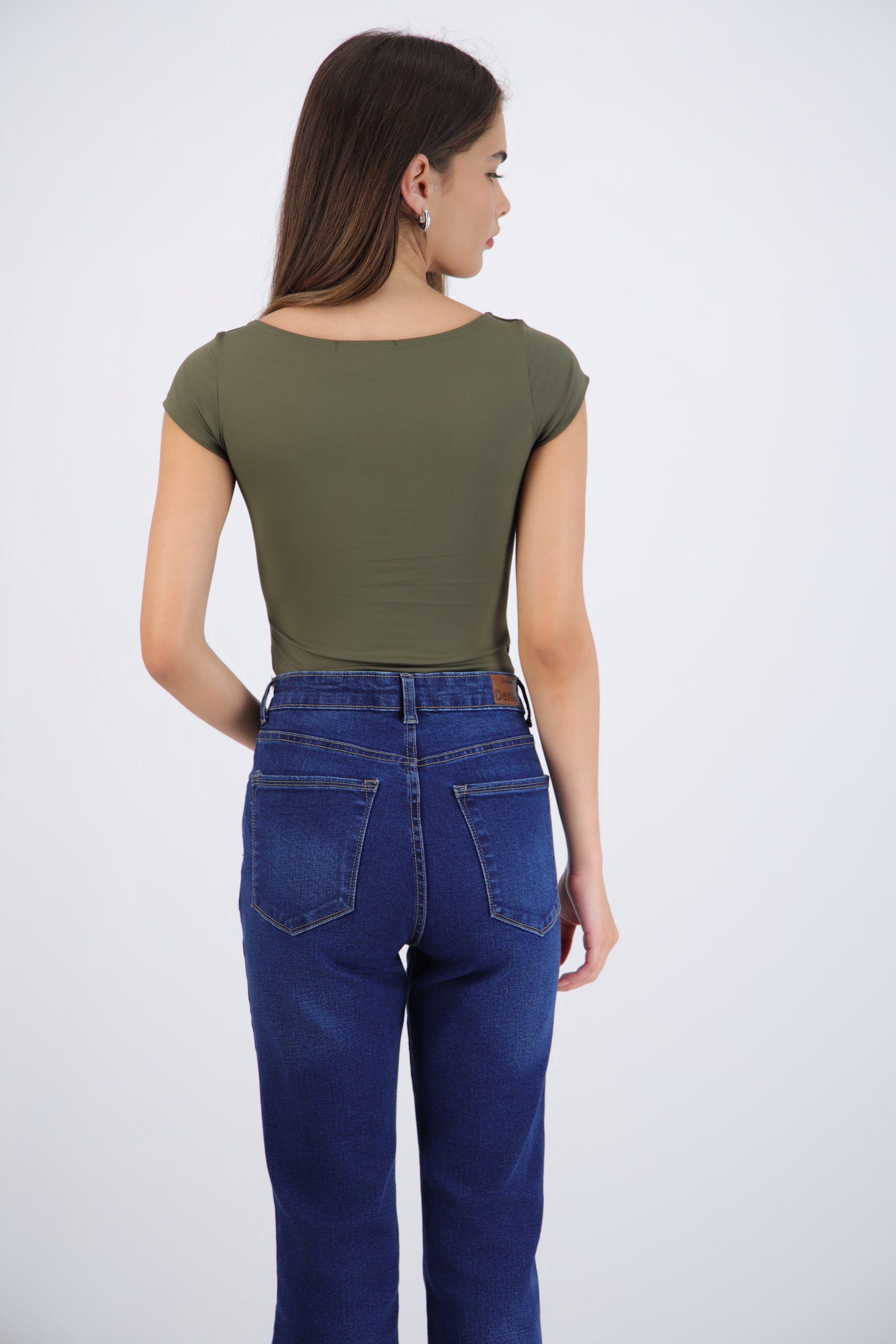 Bodysuit escote redondo manga corta liso
