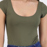Bodysuit escote redondo manga corta liso