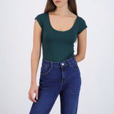 Bodysuit escote redondo manga corta liso