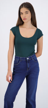 Bodysuit escote redondo manga corta liso