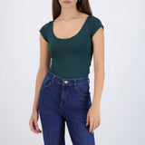 Bodysuit escote redondo manga corta liso
