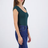 Bodysuit escote redondo manga corta liso