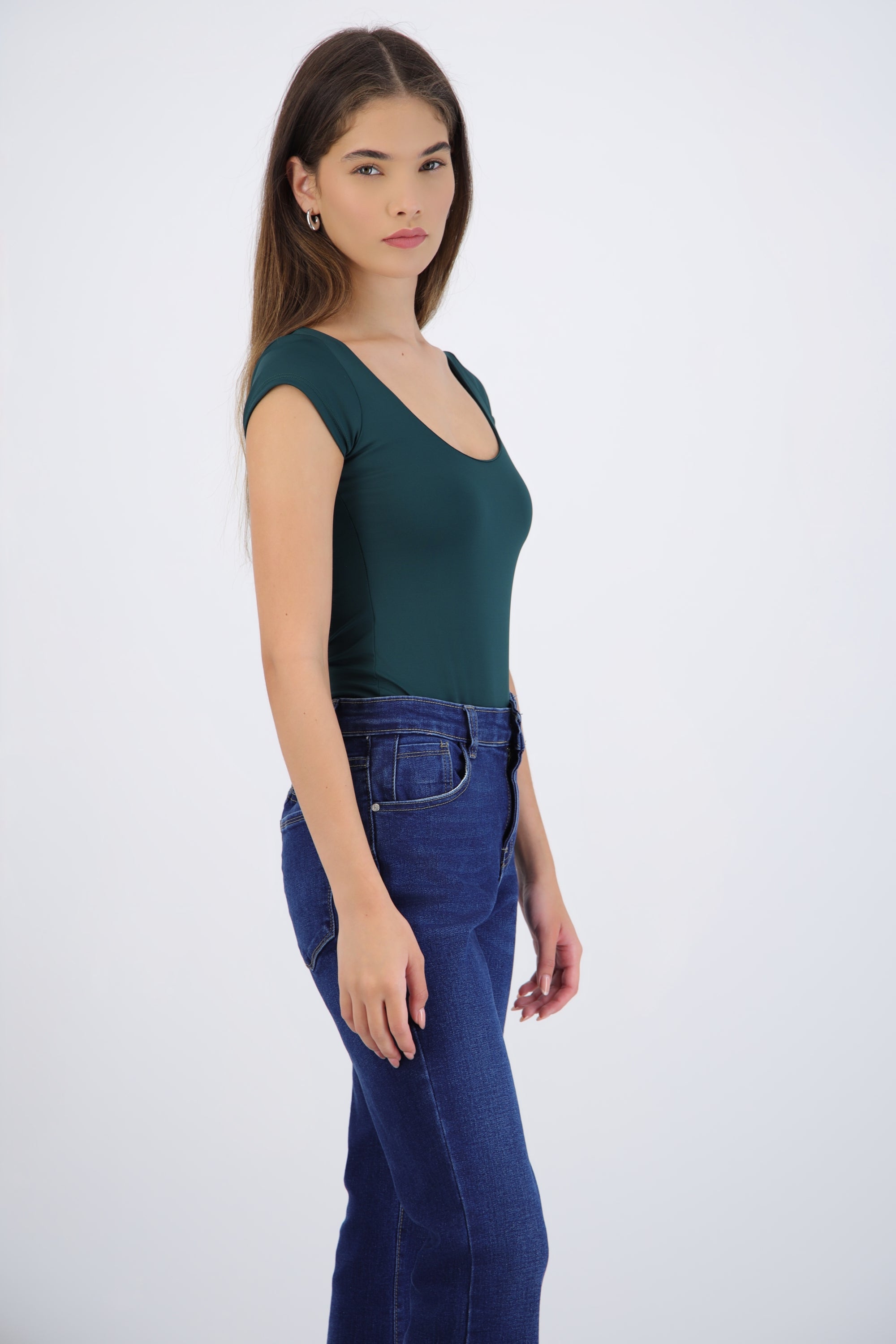 Bodysuit escote redondo manga corta liso