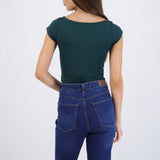 Bodysuit escote redondo manga corta liso