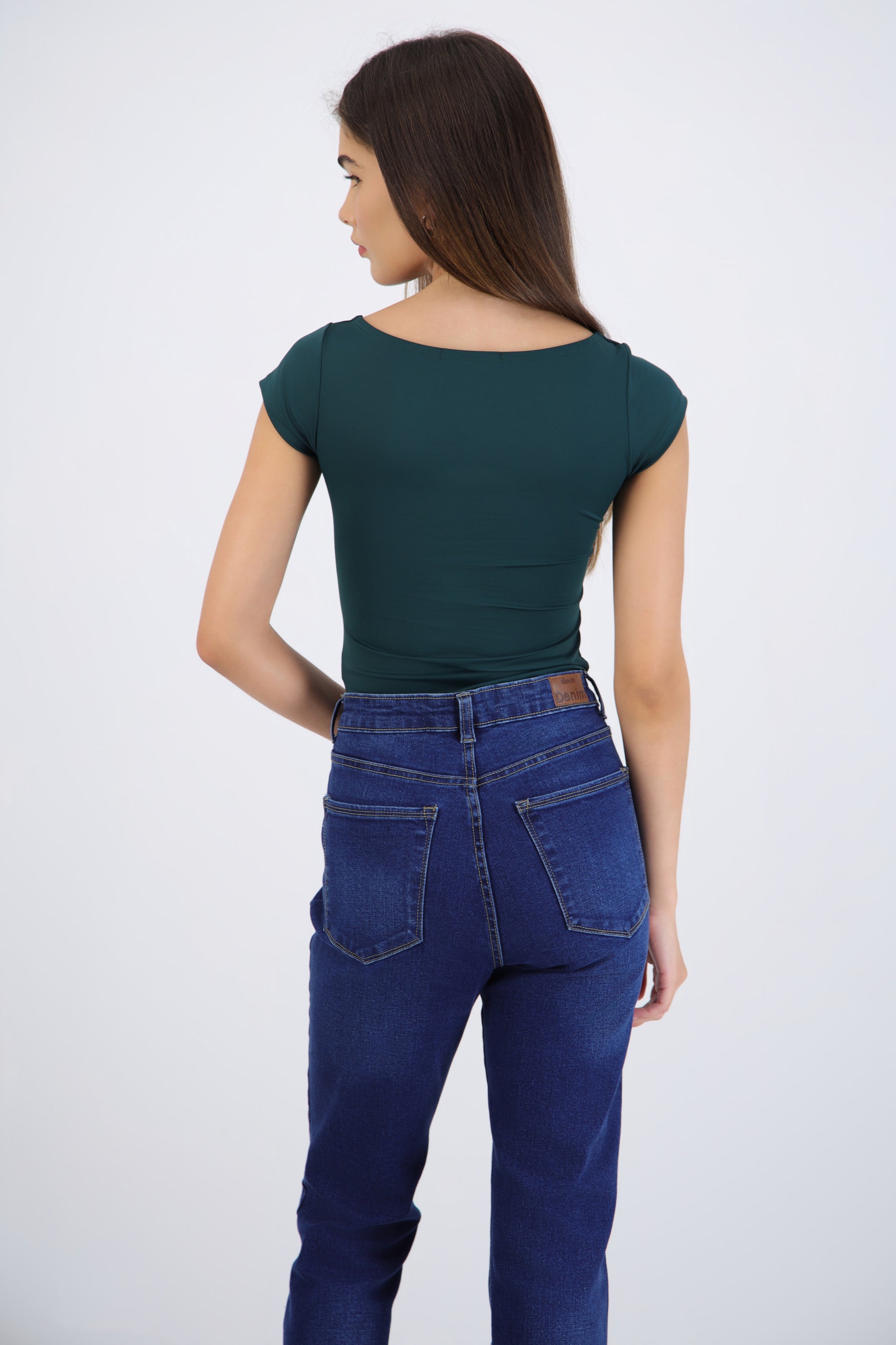 Bodysuit escote redondo manga corta liso
