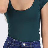 Bodysuit escote redondo manga corta liso