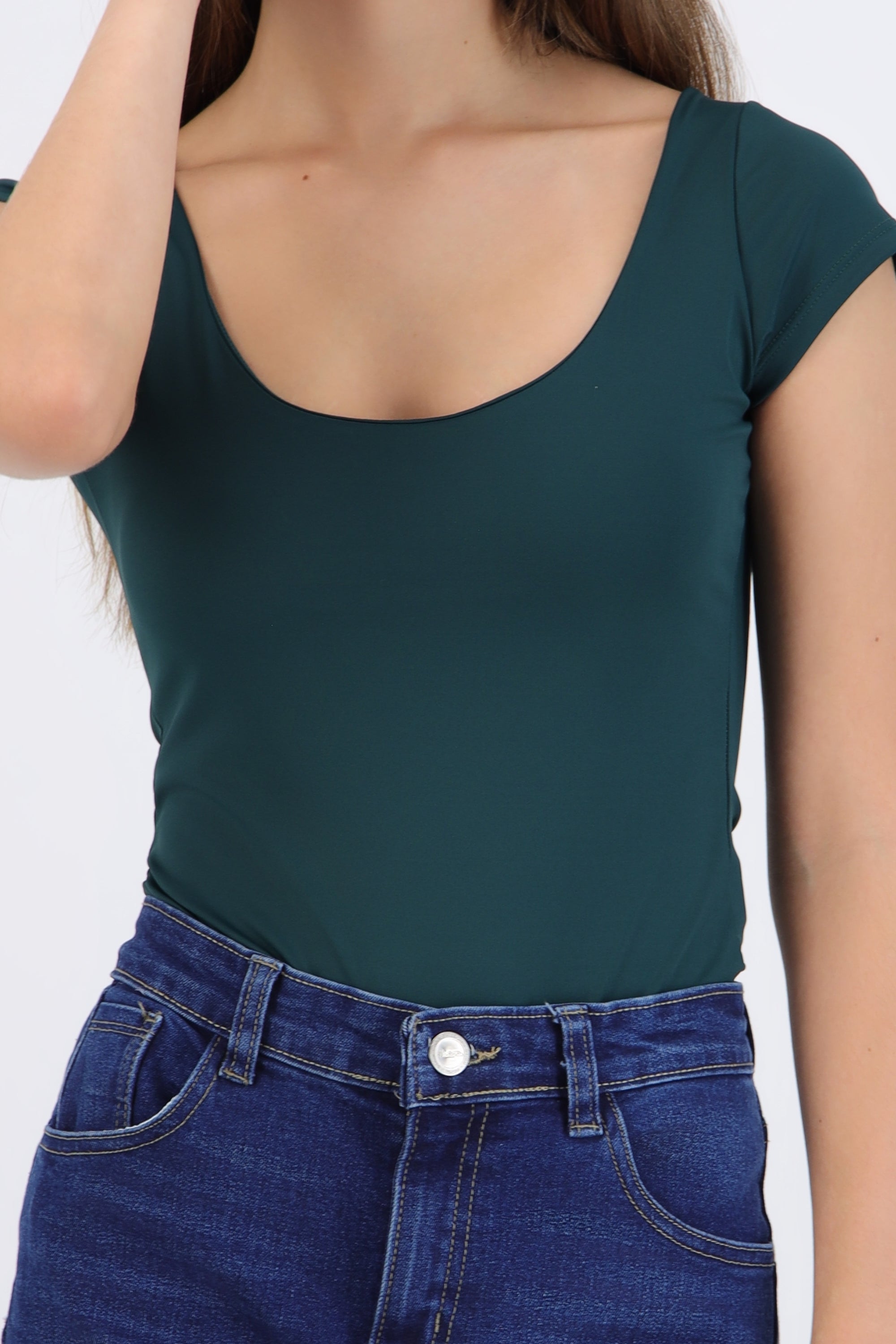 Bodysuit escote redondo manga corta liso
